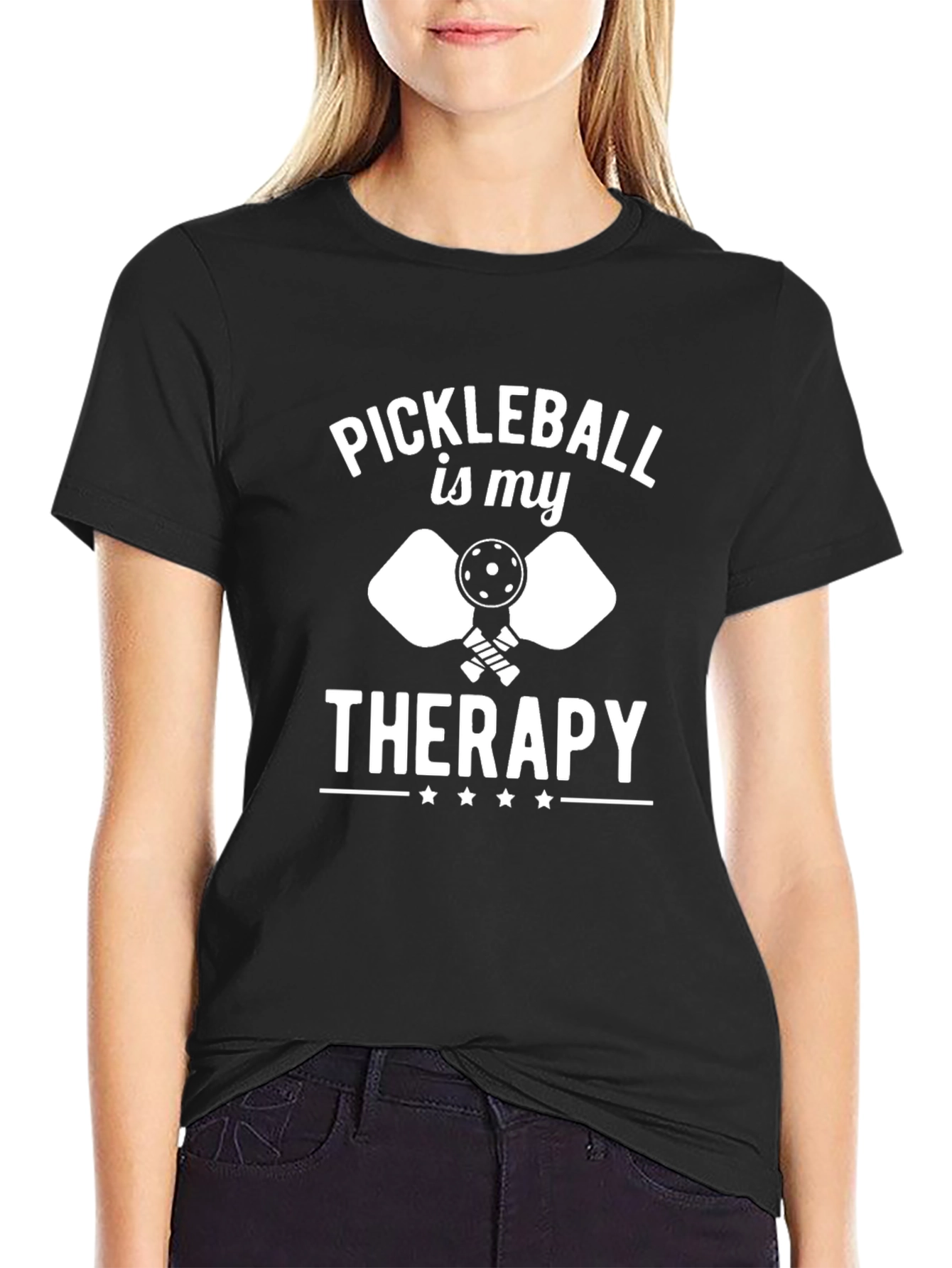Pickleball Is My Therapy T-Shirt - Black