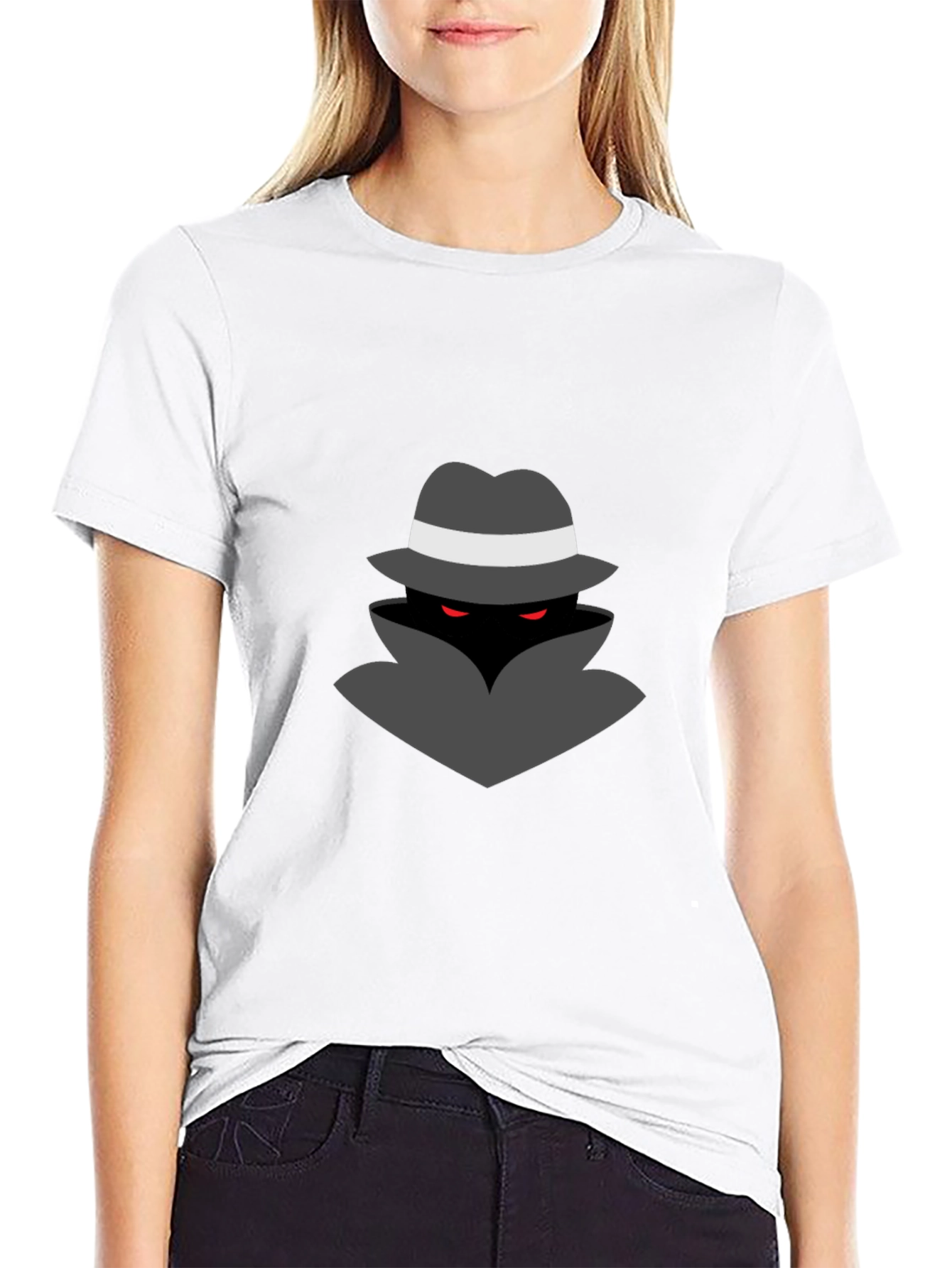 Mysterious Man Graphic Tee - Black Cotton Blend