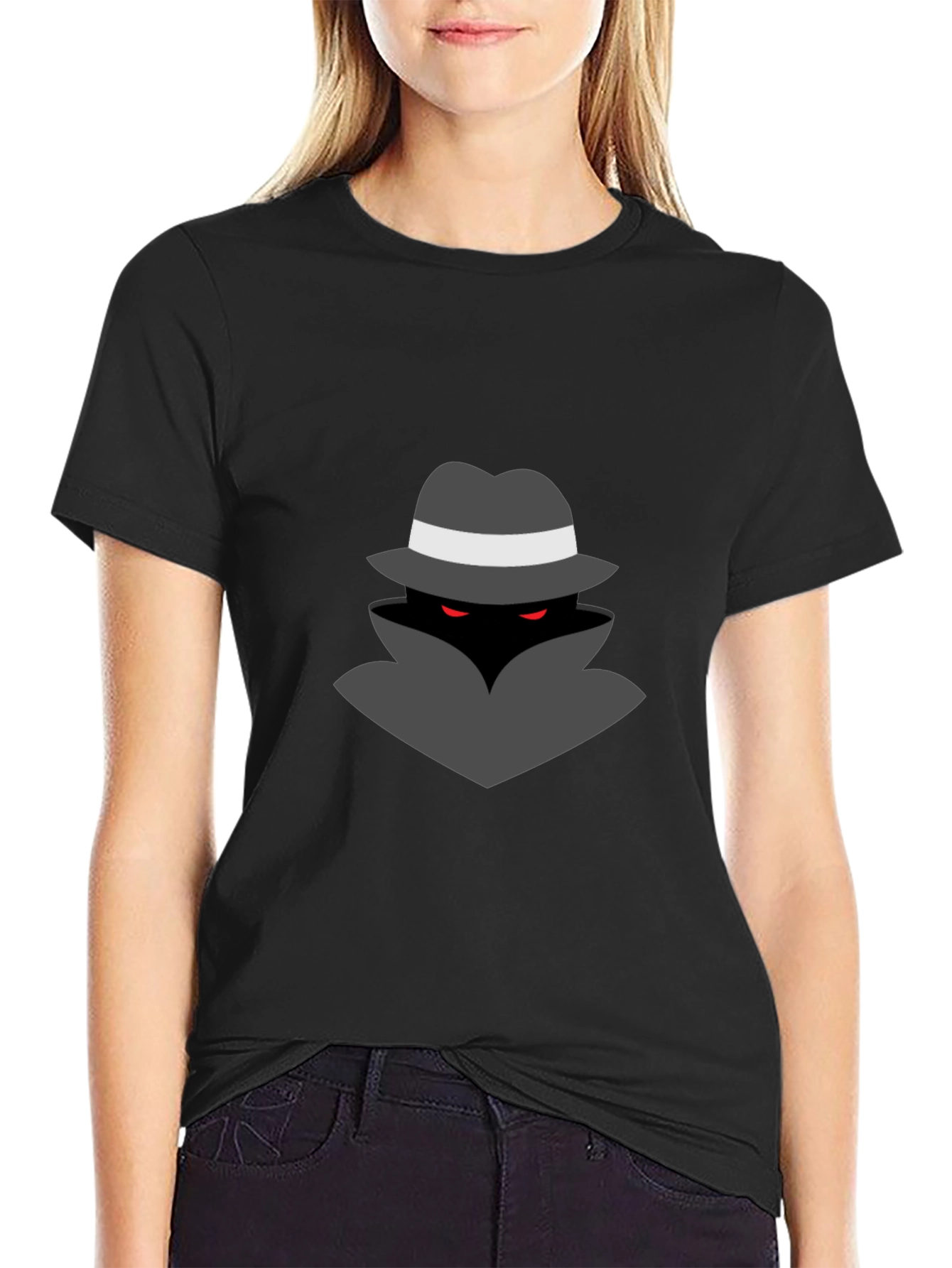 Mysterious Man Graphic Tee - Black Cotton Blend