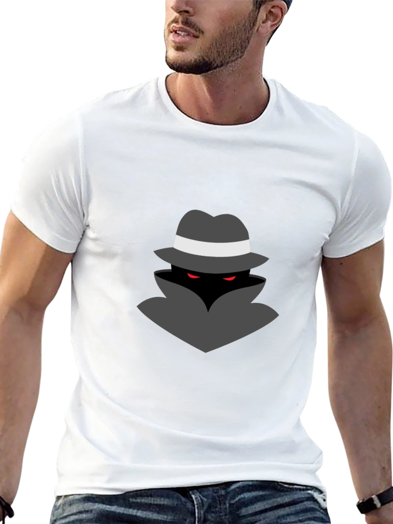 Mysterious Man Graphic Tee - Black Cotton Blend
