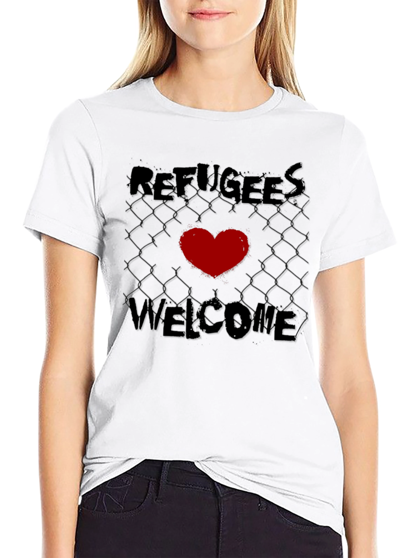Refugees Welcome Graphic Tee - Heart Design