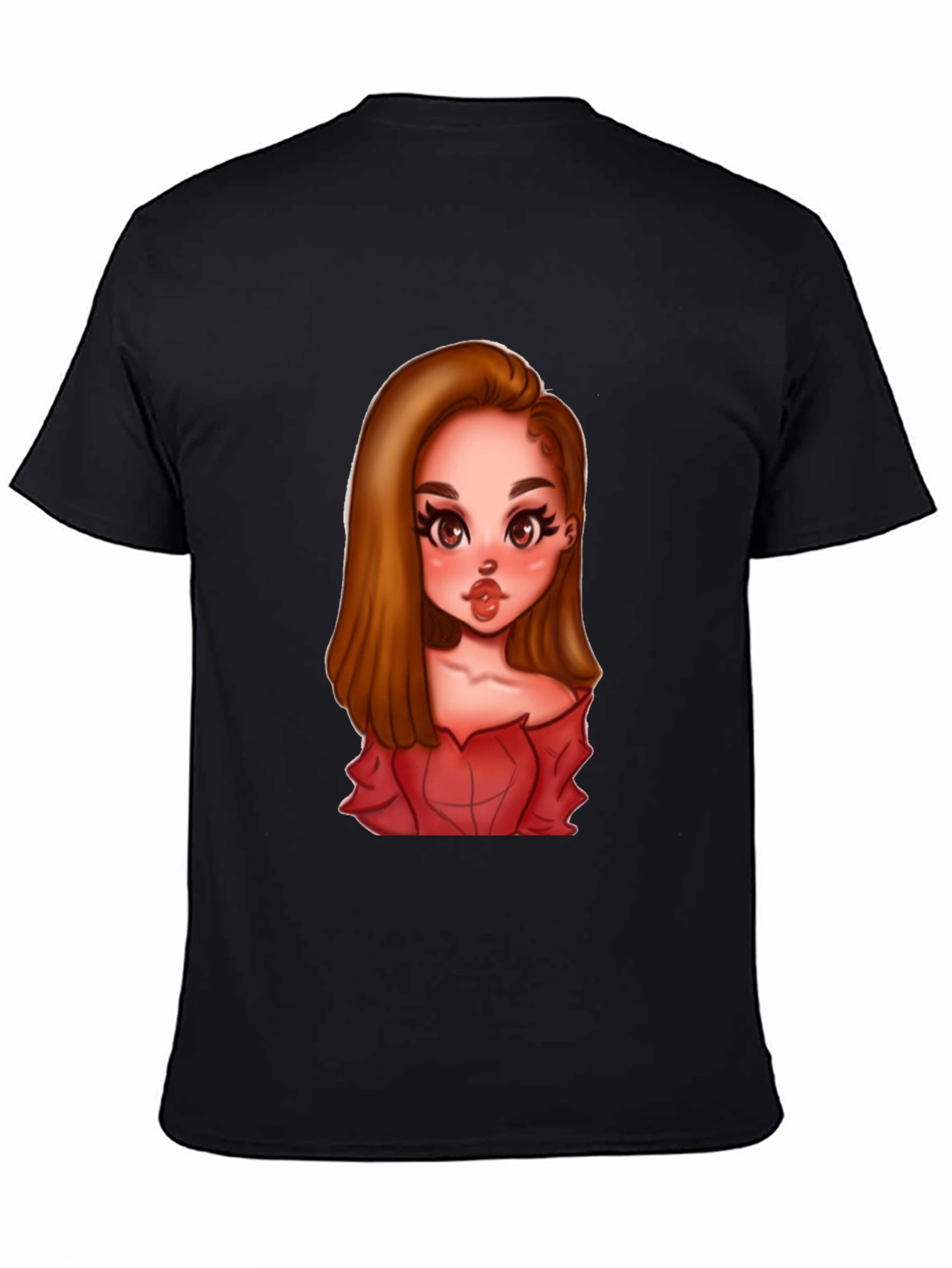Cartoon Girl Graphic Black T-Shirt