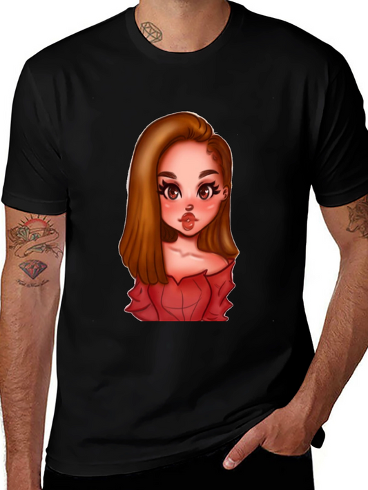 Cartoon Girl Graphic Black T-Shirt