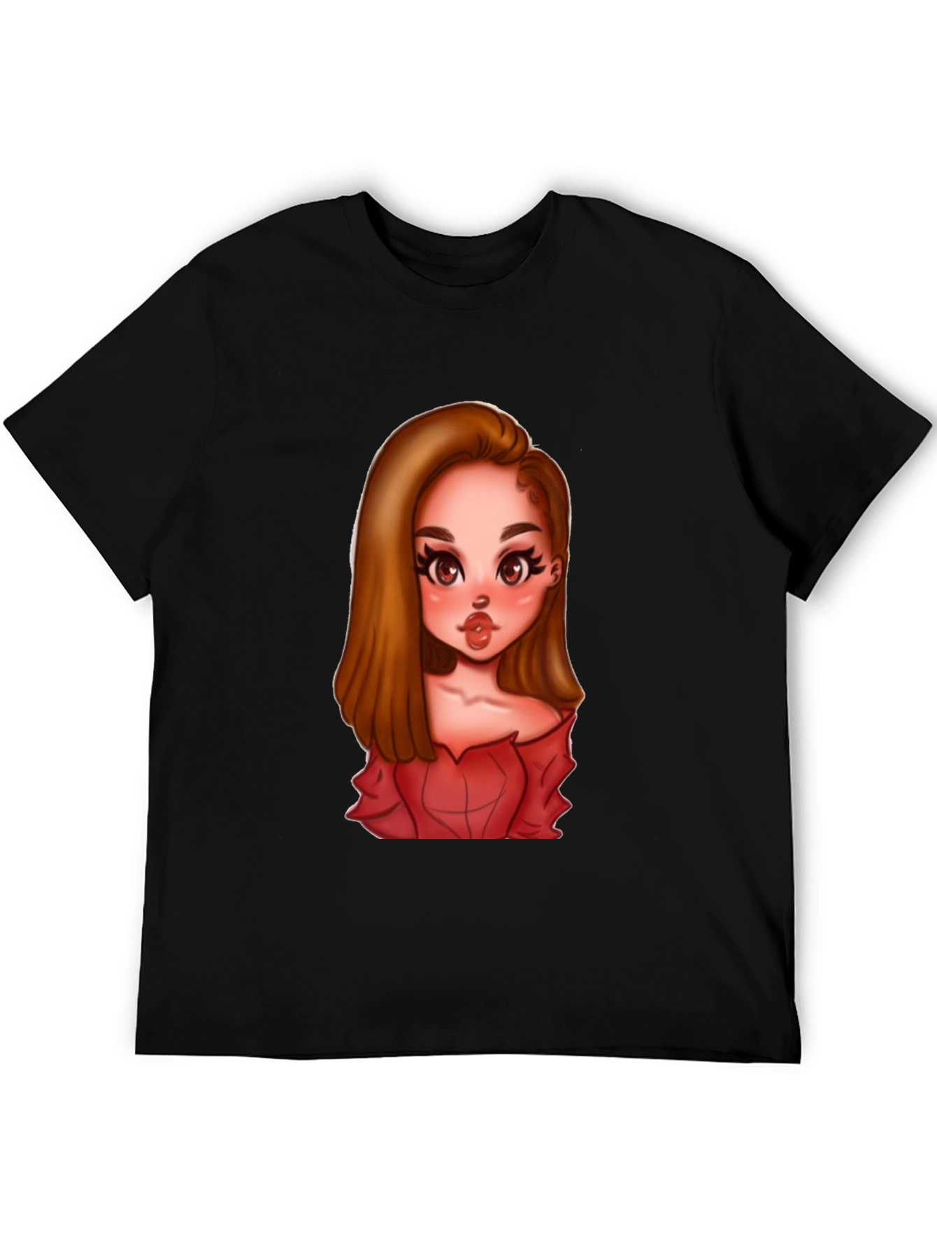 Cartoon Girl Graphic Black T-Shirt