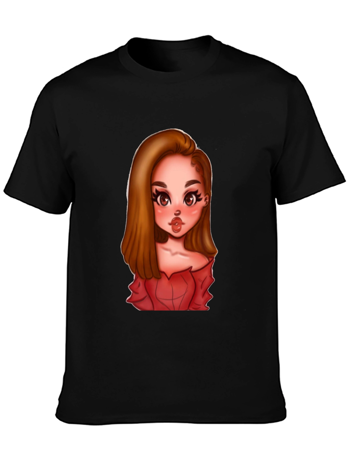 Cartoon Girl Graphic Black T-Shirt