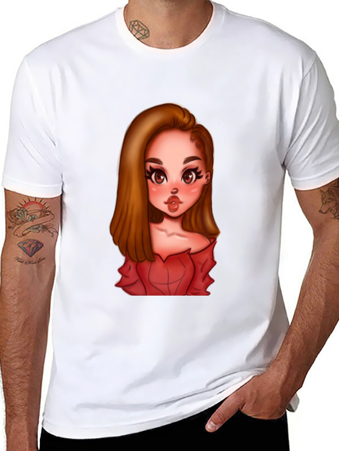 Cartoon Girl Graphic Black T-Shirt