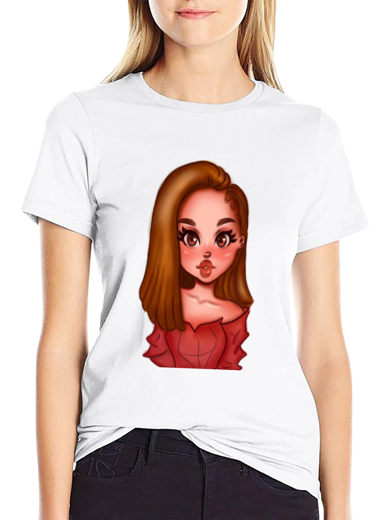 Cartoon Girl Graphic Black T-Shirt