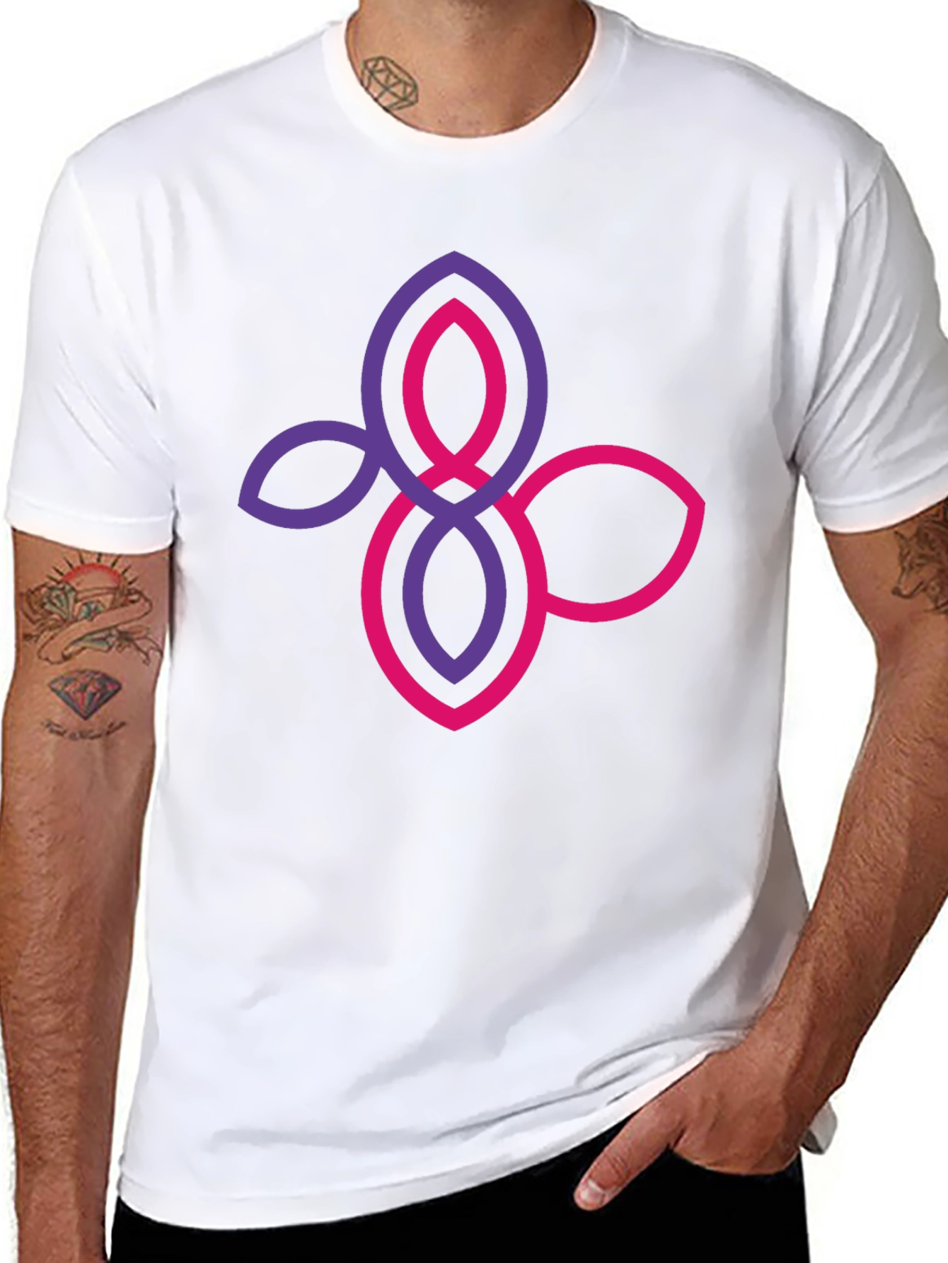 Stylish Black T-Shirt with Floral Knot Design