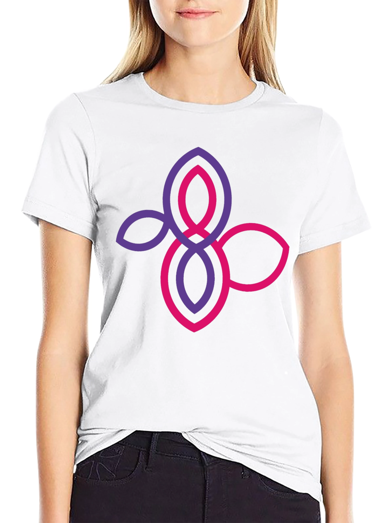 Stylish Black T-Shirt with Floral Knot Design