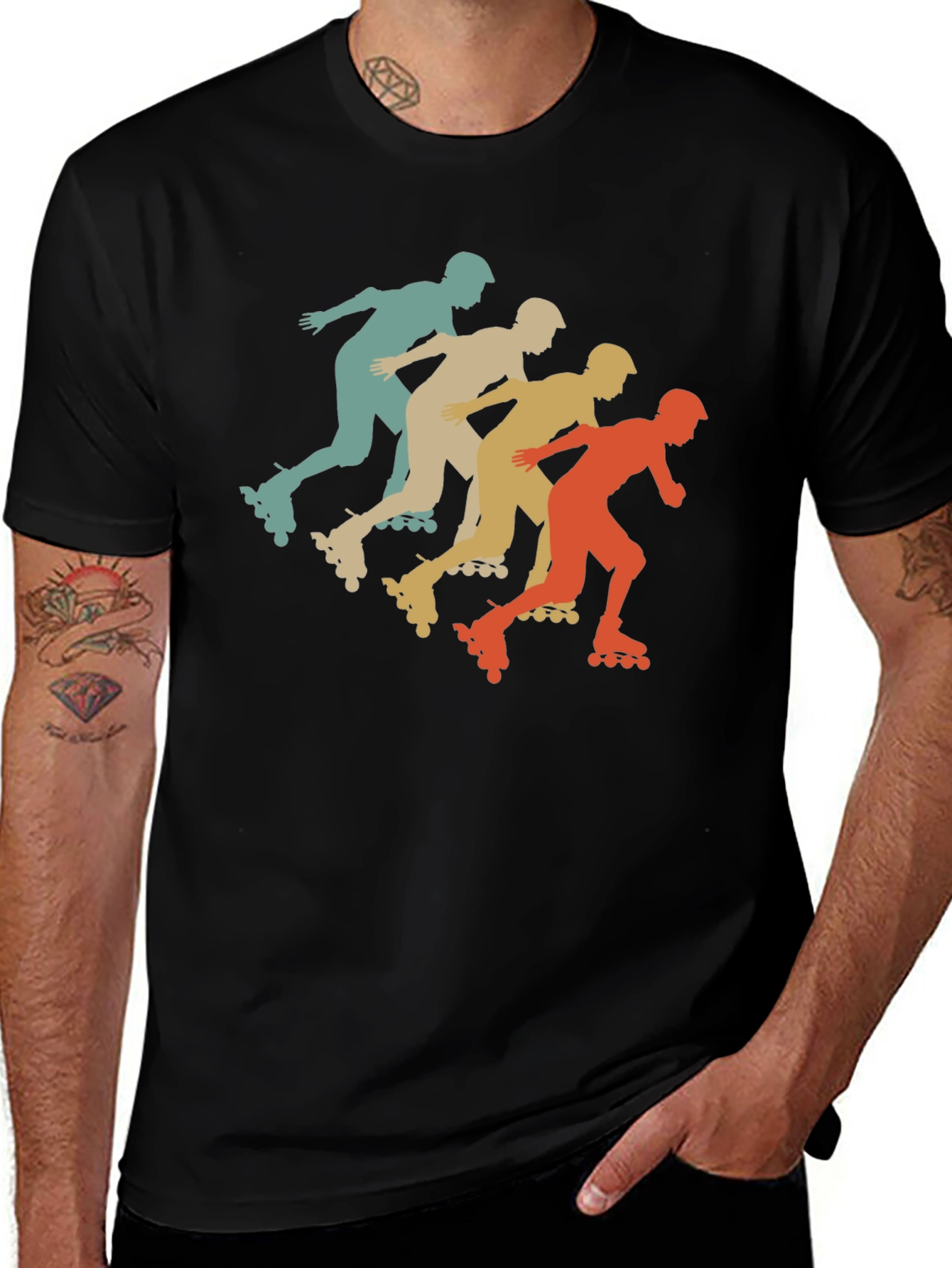 Retro Roller Skating T-Shirt Black