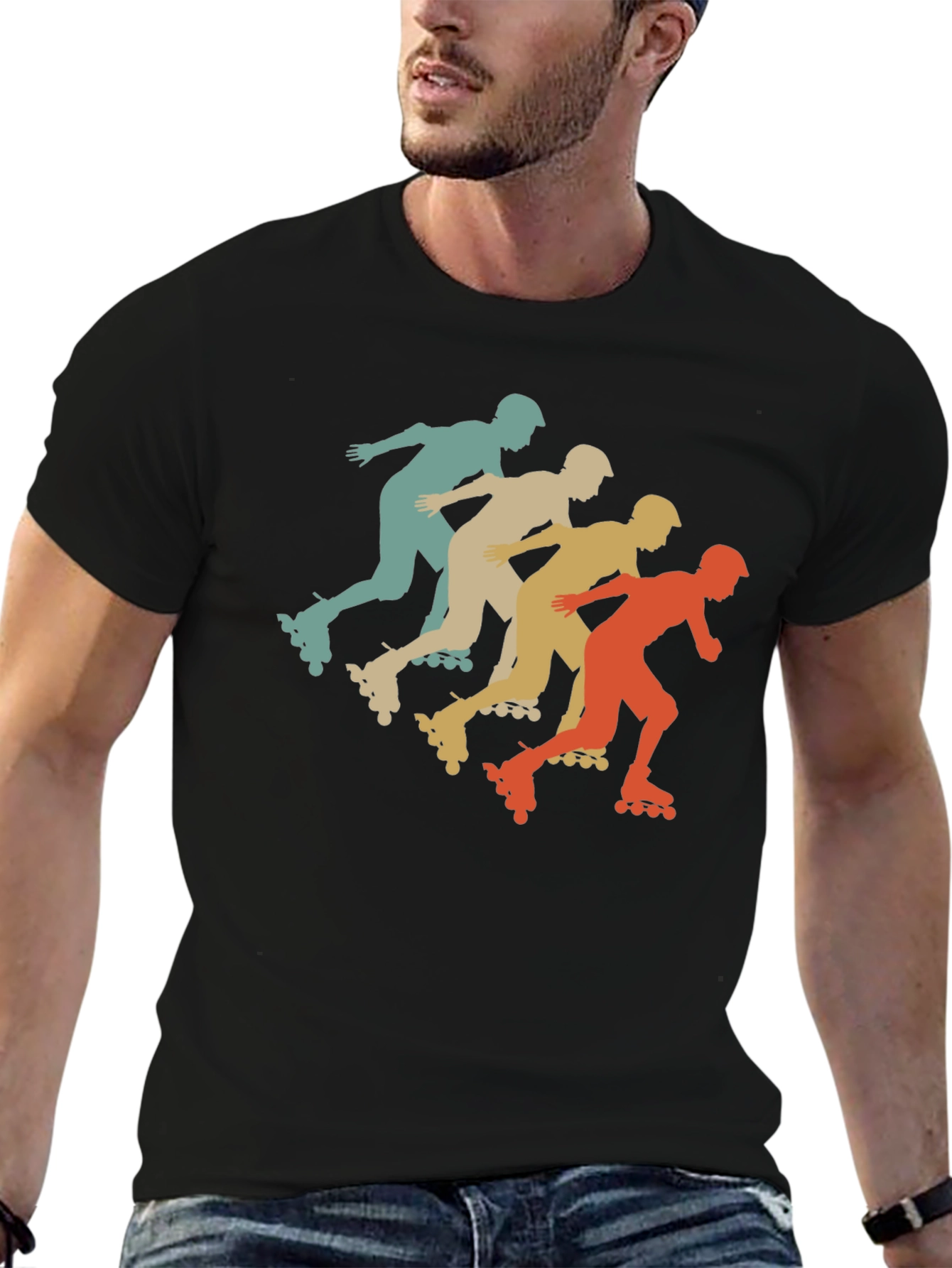 Retro Roller Skating T-Shirt Black