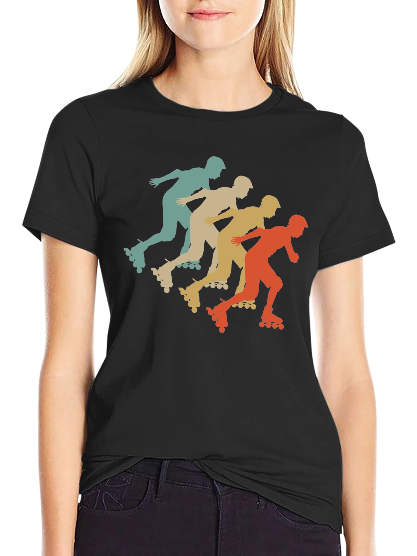 Retro Roller Skating T-Shirt Black