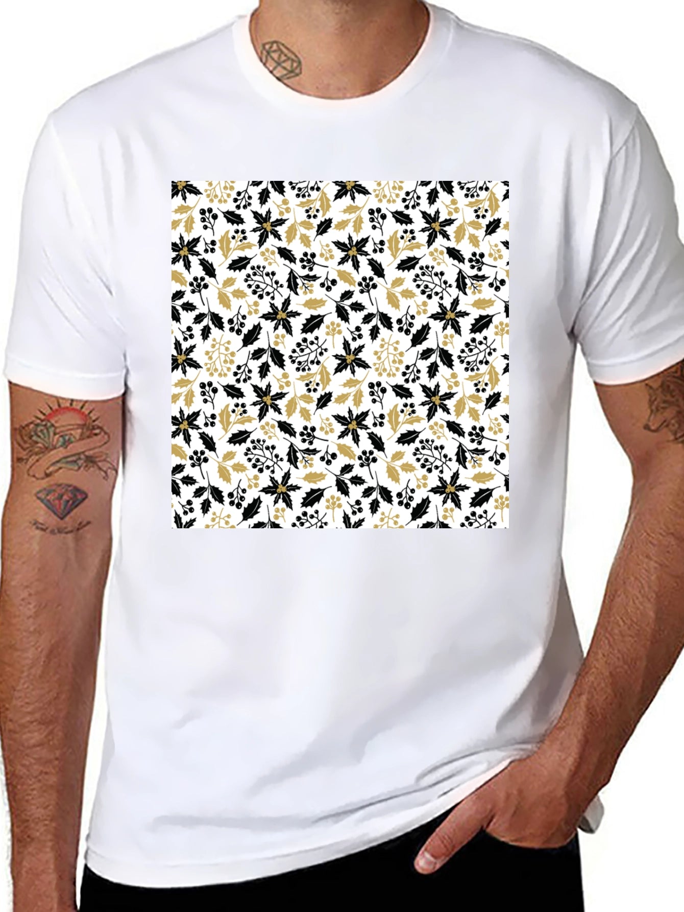 Floral Pattern Crew Neck Tee