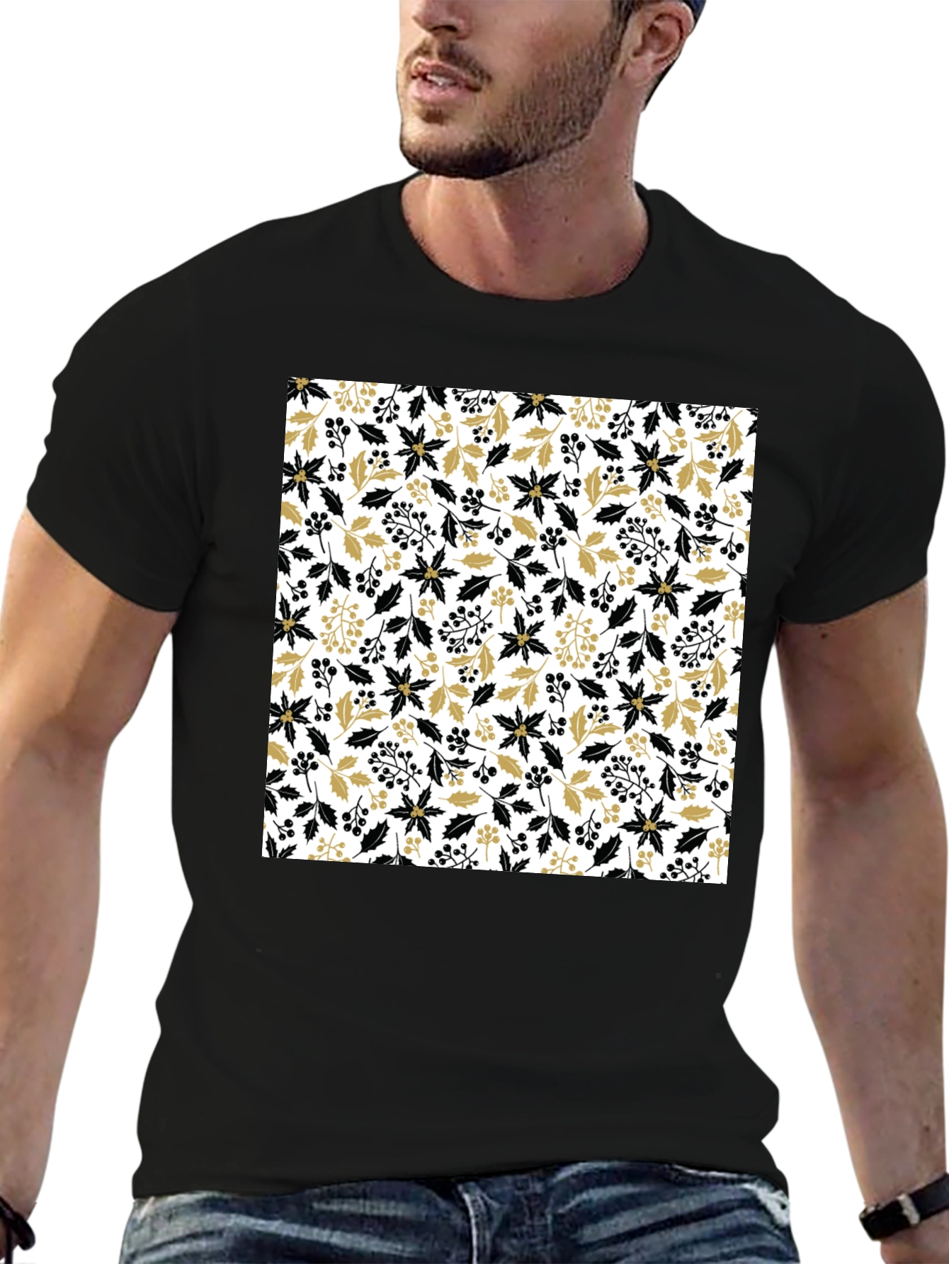 Floral Pattern Crew Neck Tee