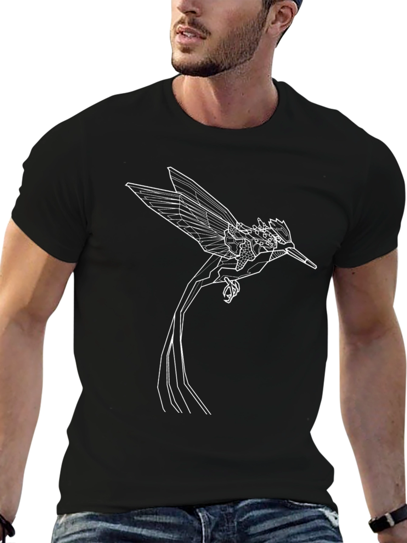Geometric Bird Tee - Stylish Minimalist Design