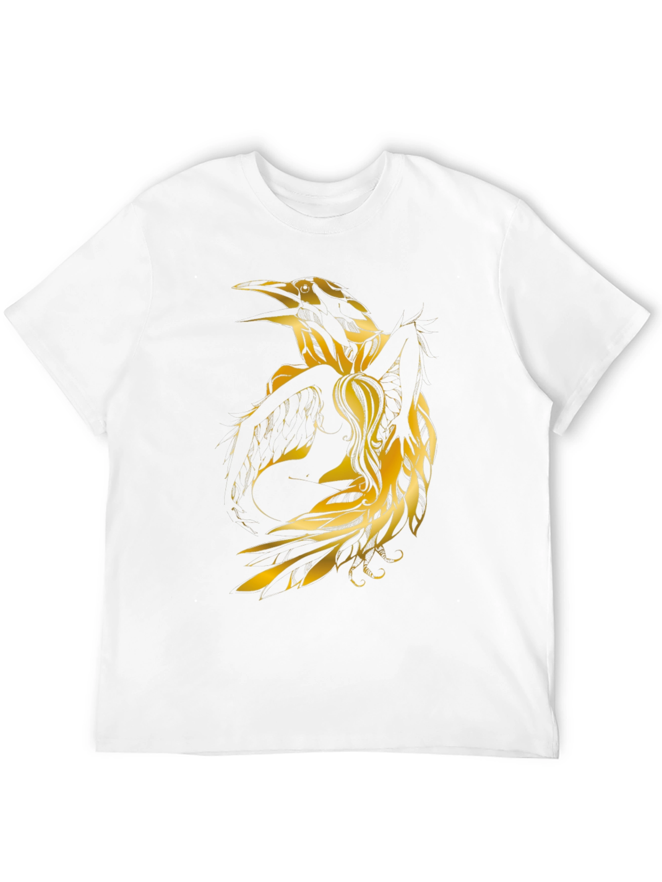 Raven Graphic Tee - Golden Bird Design