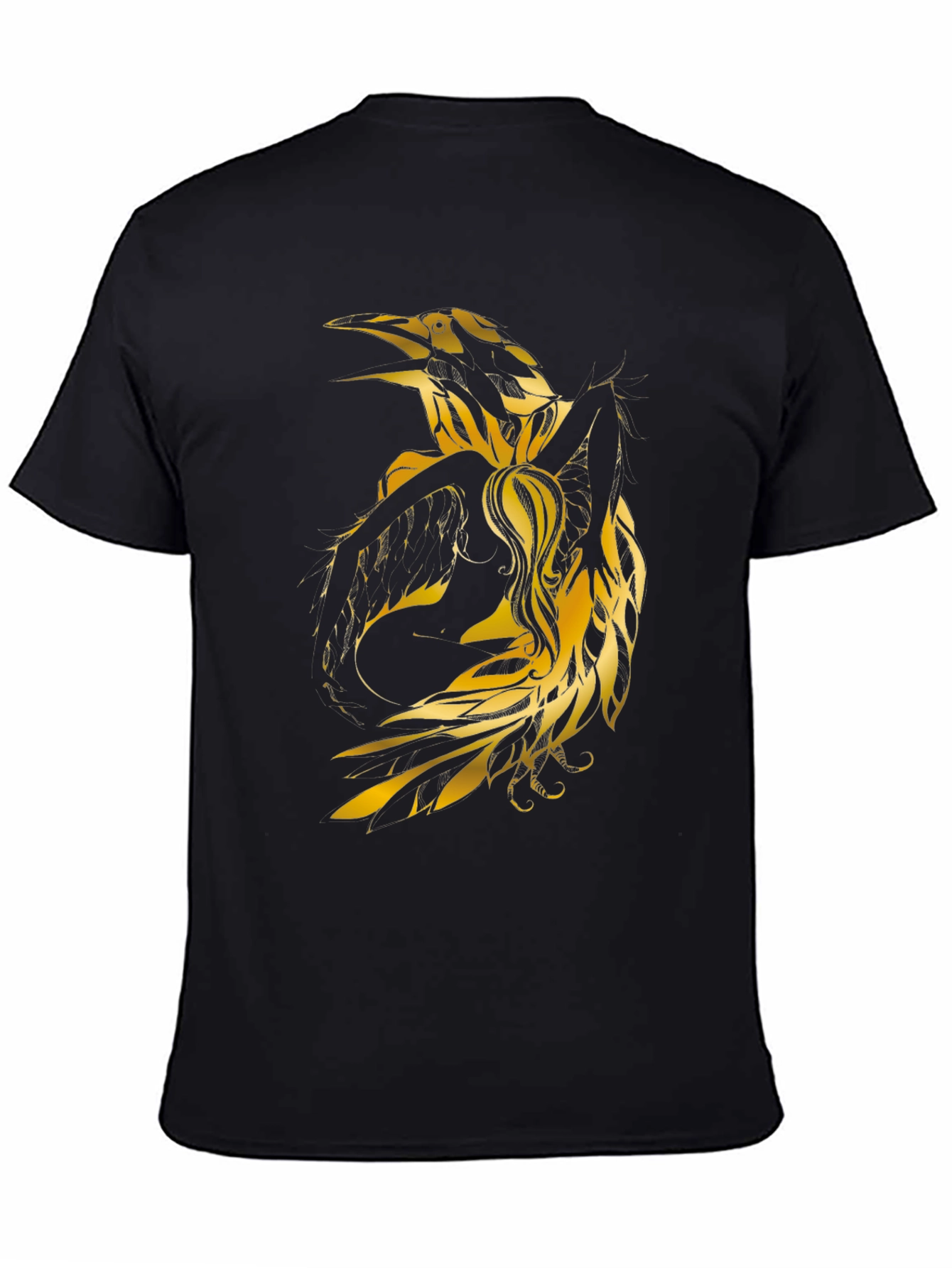 Raven Graphic Tee - Golden Bird Design