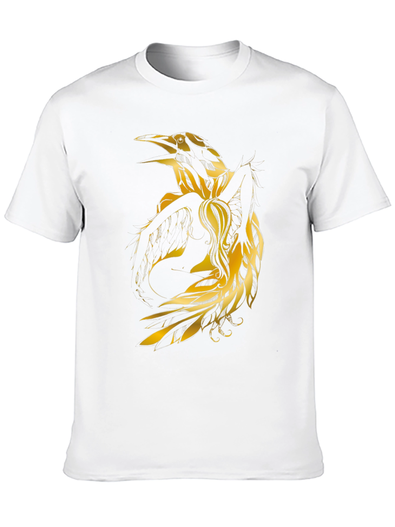 Raven Graphic Tee - Golden Bird Design