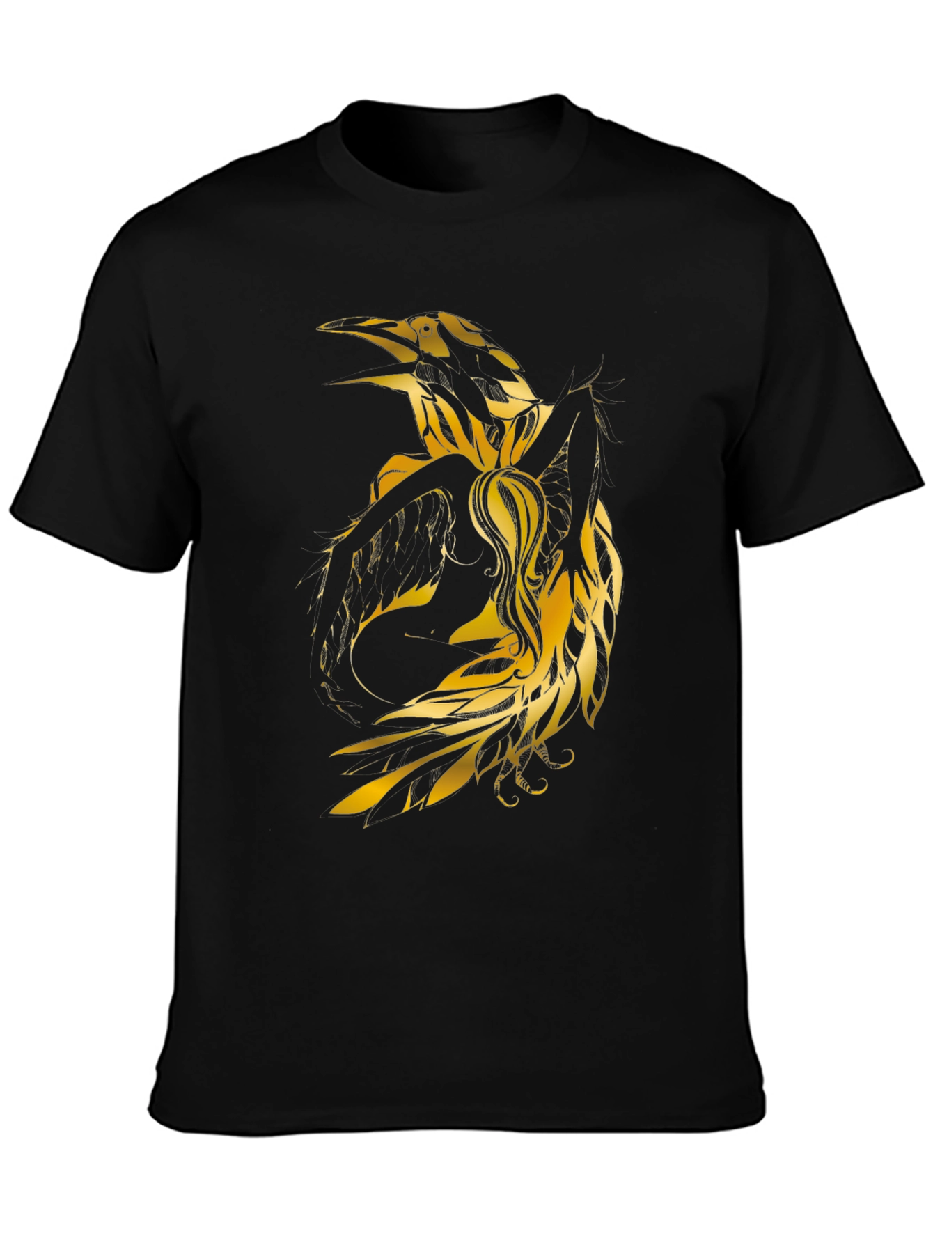 Raven Graphic Tee - Golden Bird Design