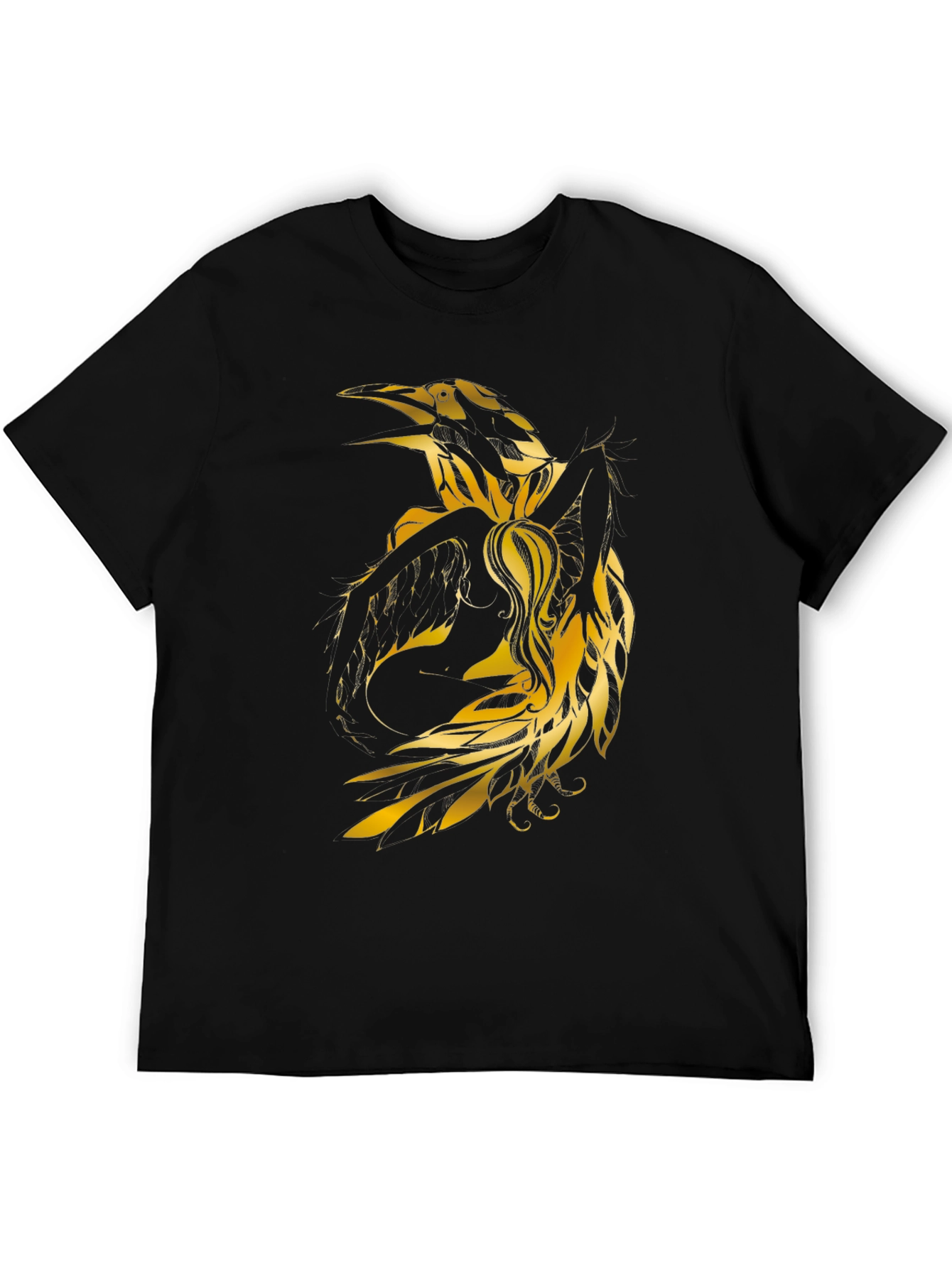 Raven Graphic Tee - Golden Bird Design
