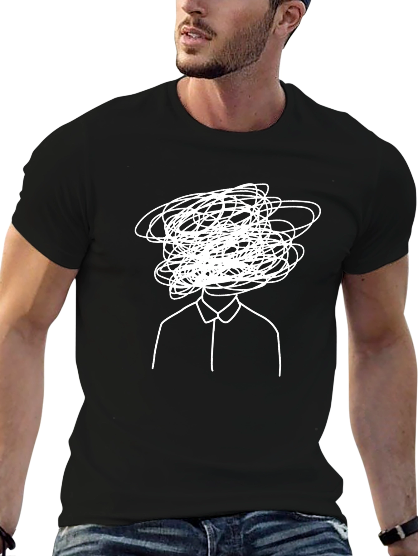 Abstract Mind Graphic Tee - Black T-Shirt