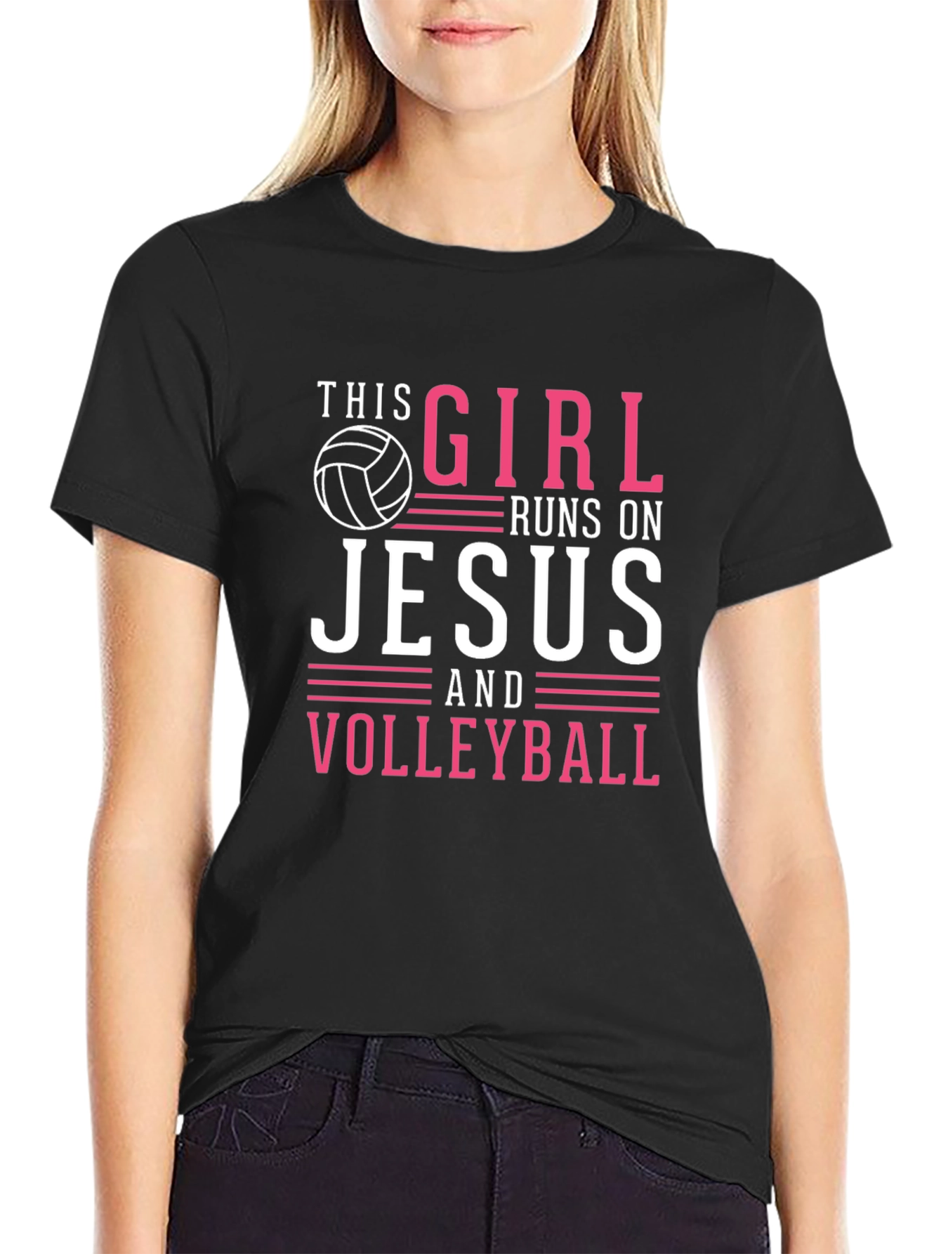 This Girl Runs on Jesus and Volleyball T-Shirt