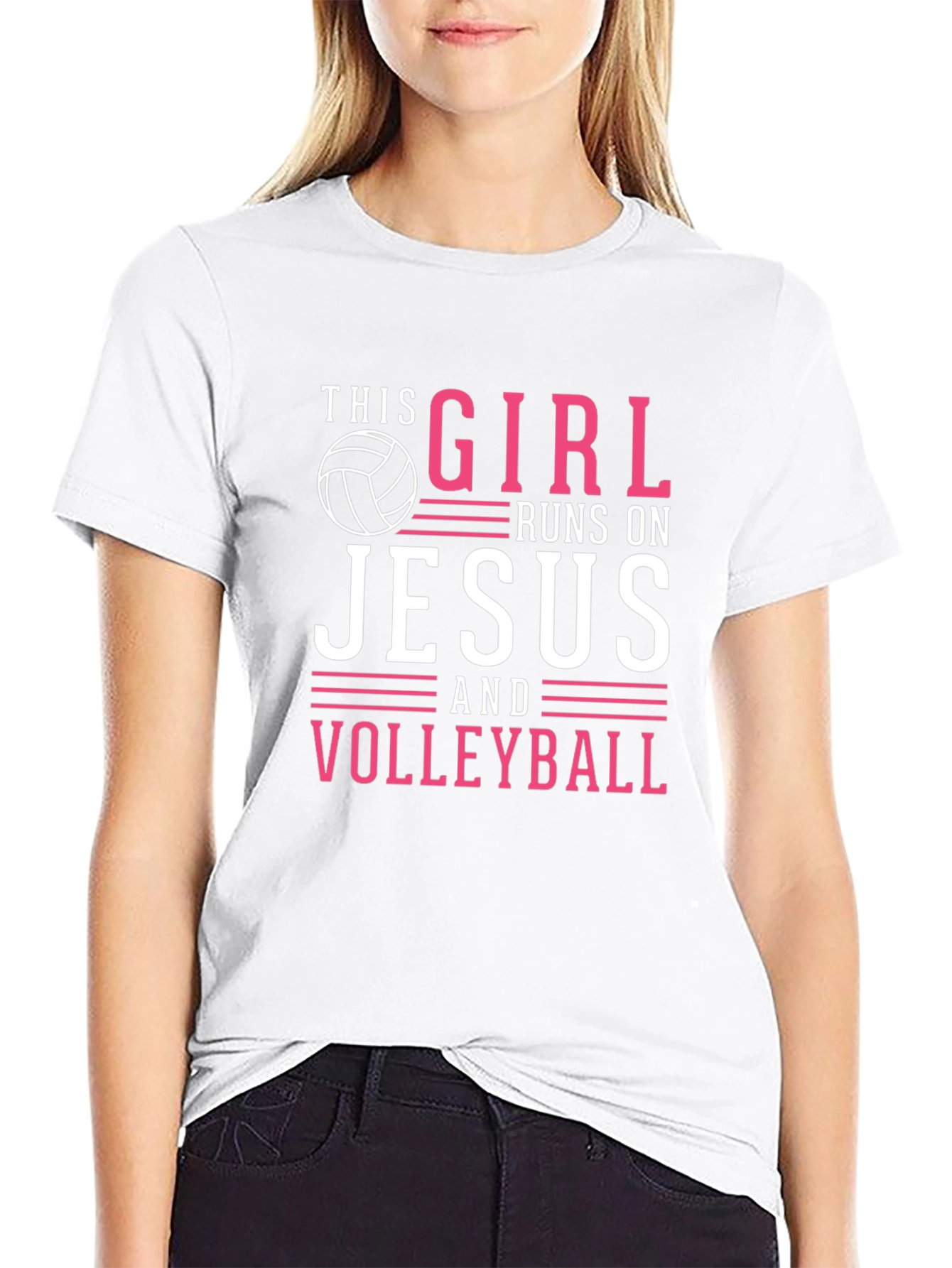 This Girl Runs on Jesus and Volleyball T-Shirt