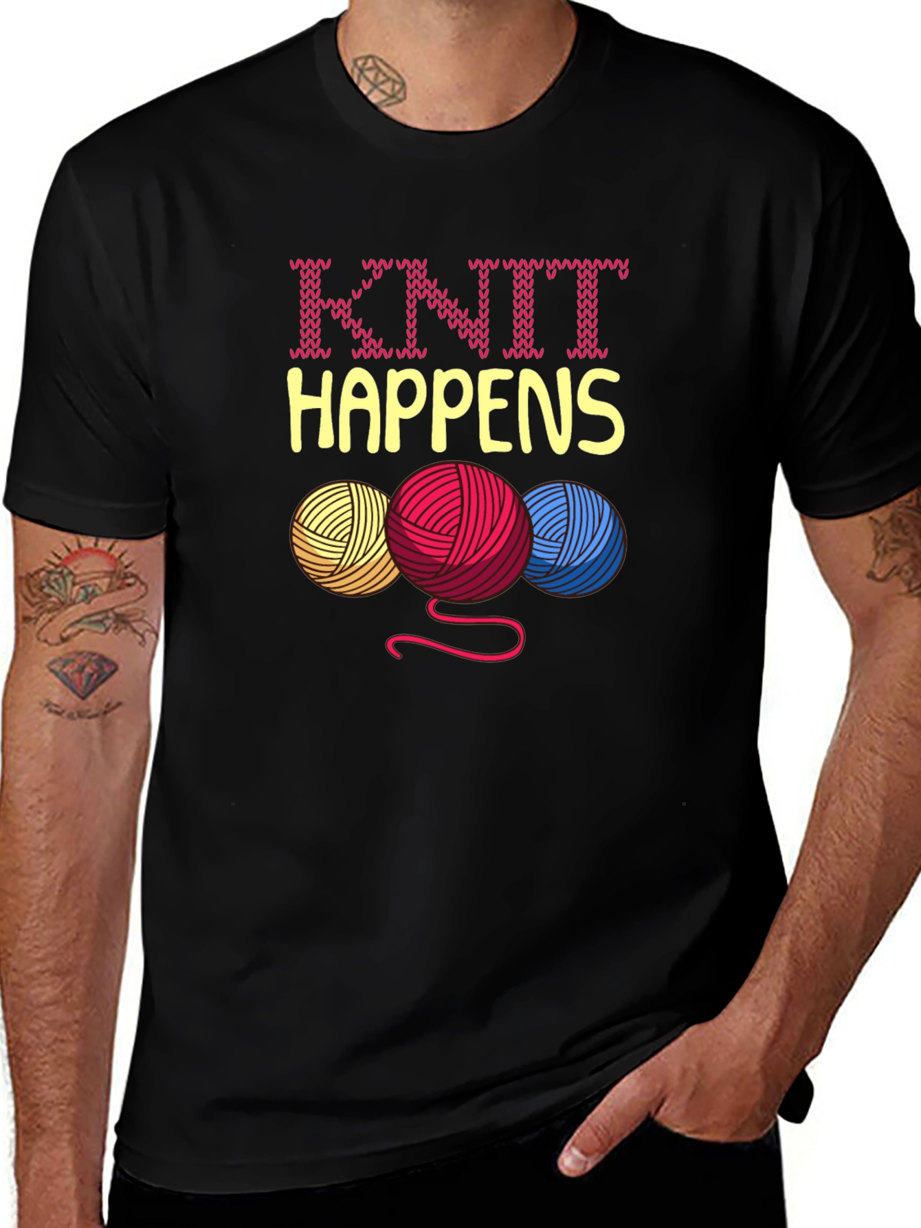 Knit Happens Yarn Balls Graphic T-Shirt