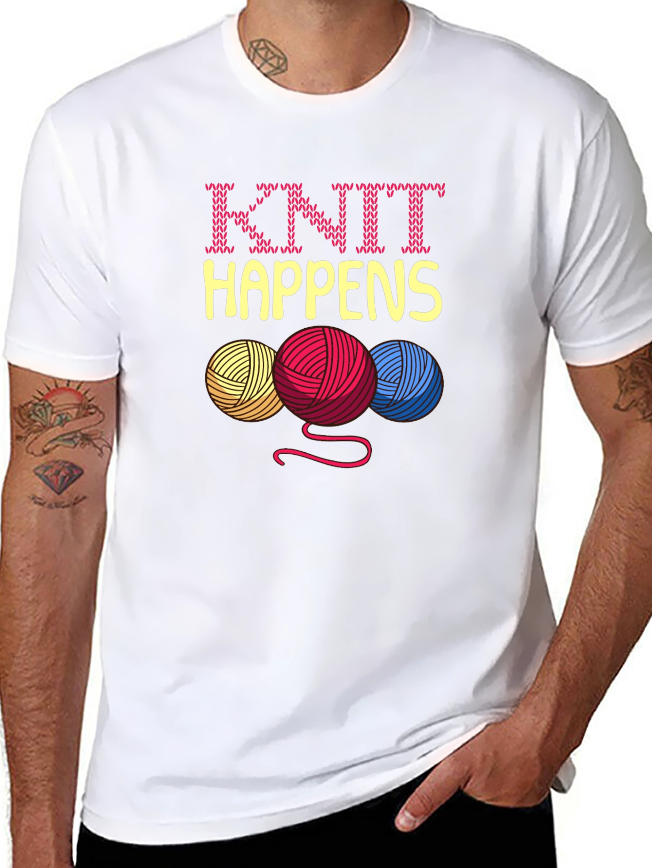 Knit Happens Yarn Balls Graphic T-Shirt
