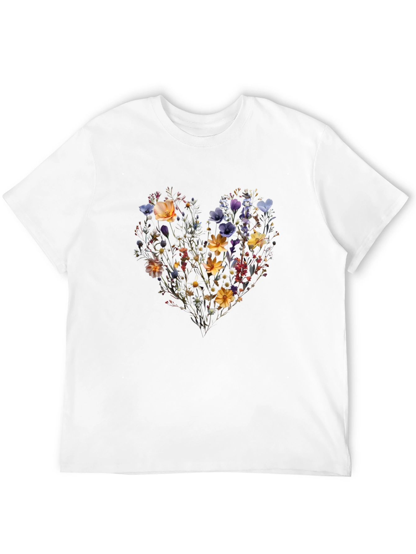 Floral Heart Black Tee