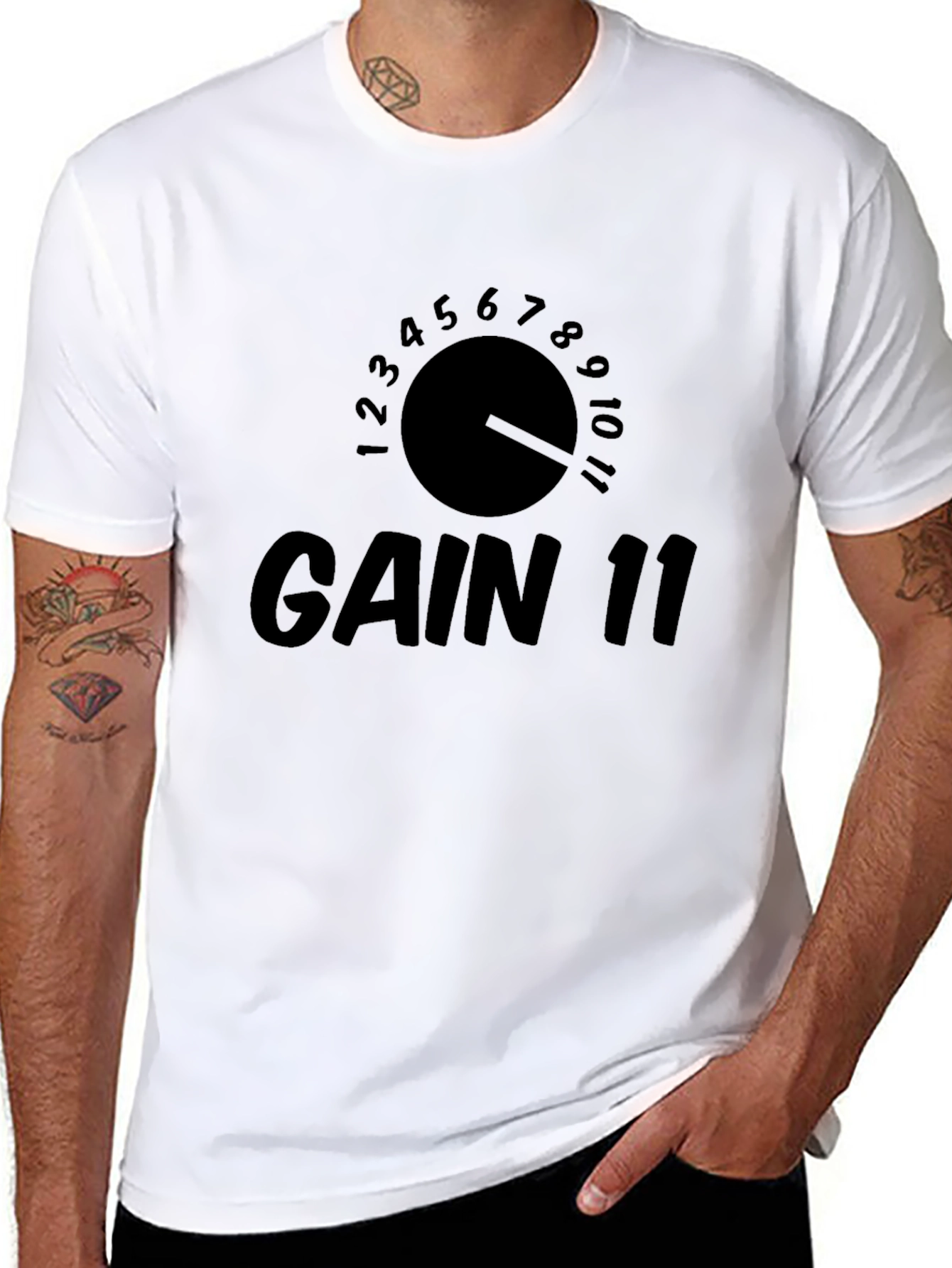 Gain 11 T-Shirt: Black Amplifier Graphic Tee