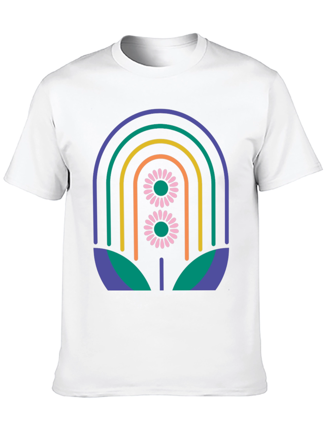Retro Floral Rainbow Graphic Tee