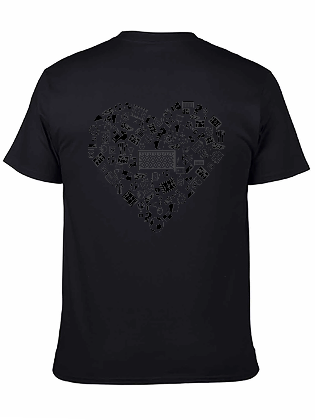 Soccer Heart Graphic Tee - Black Cotton T-Shirt
