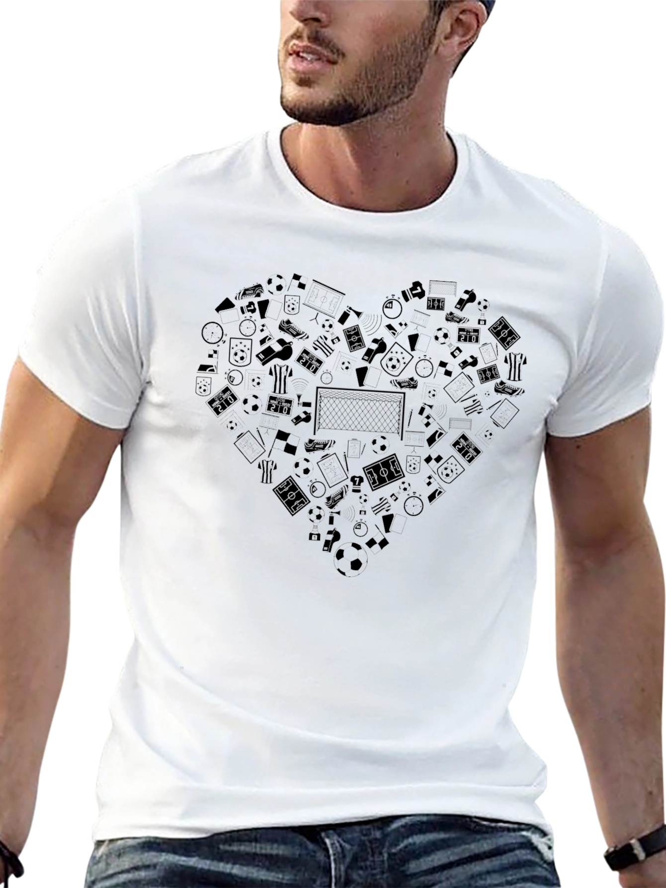 Soccer Heart Graphic Tee - Black Cotton T-Shirt