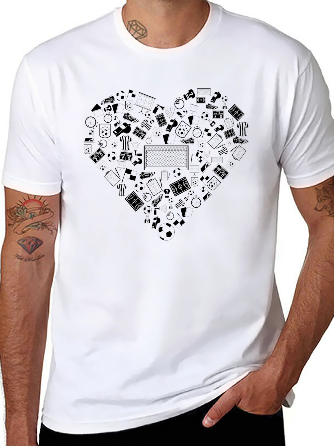 Soccer Heart Graphic Tee - Black Cotton T-Shirt