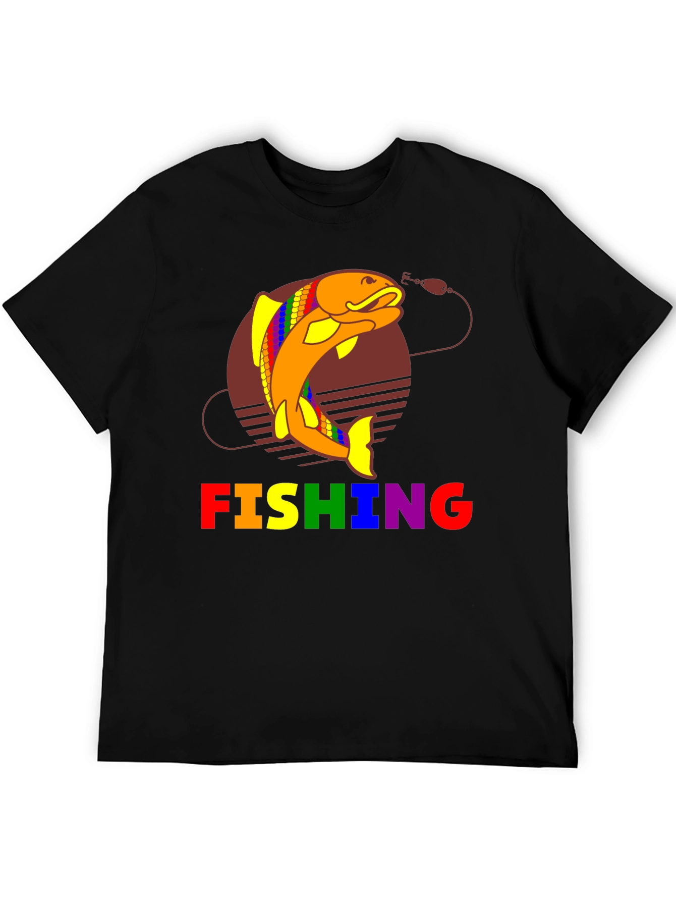 Rainbow Fishing Graphic T-Shirt