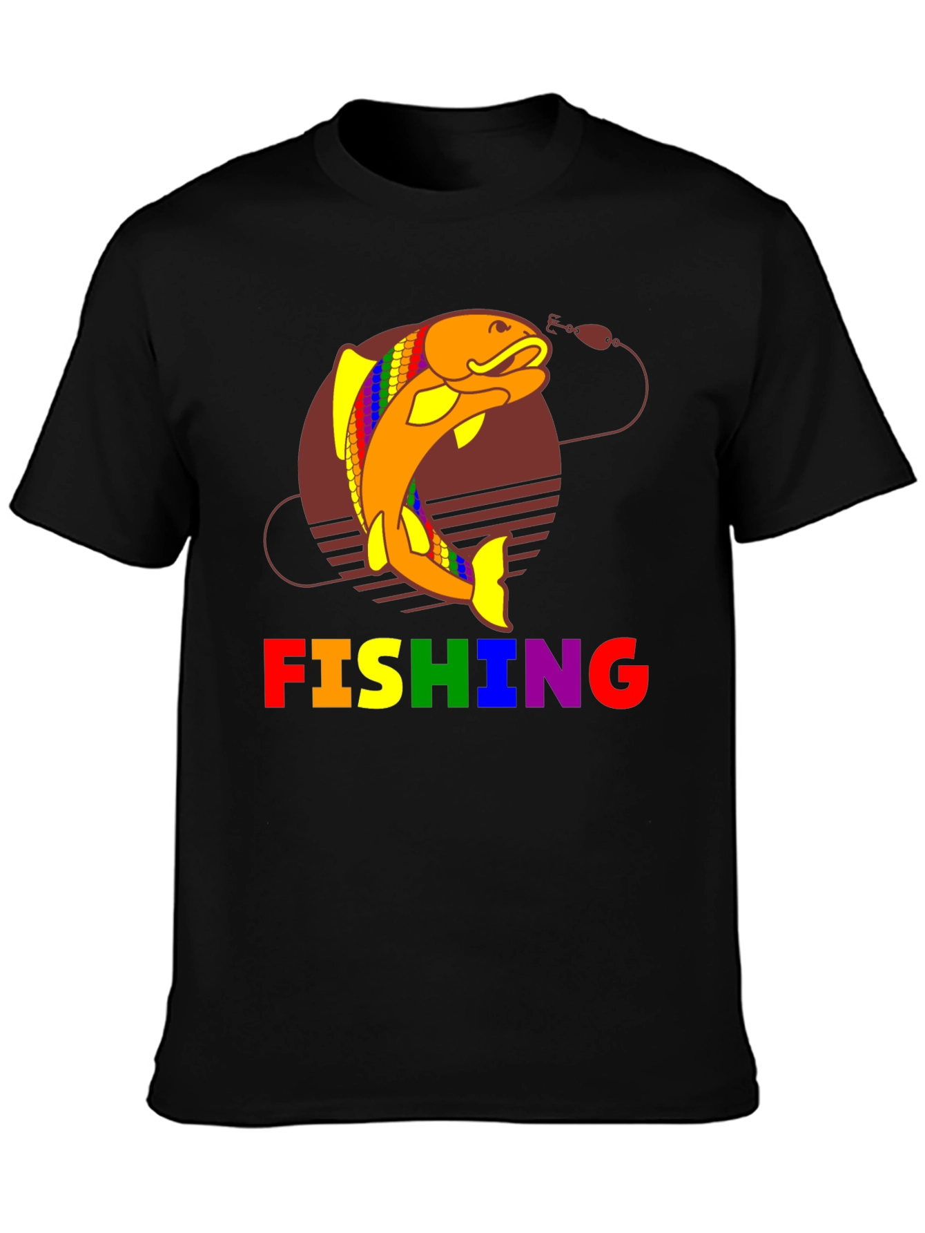 Rainbow Fishing Graphic T-Shirt