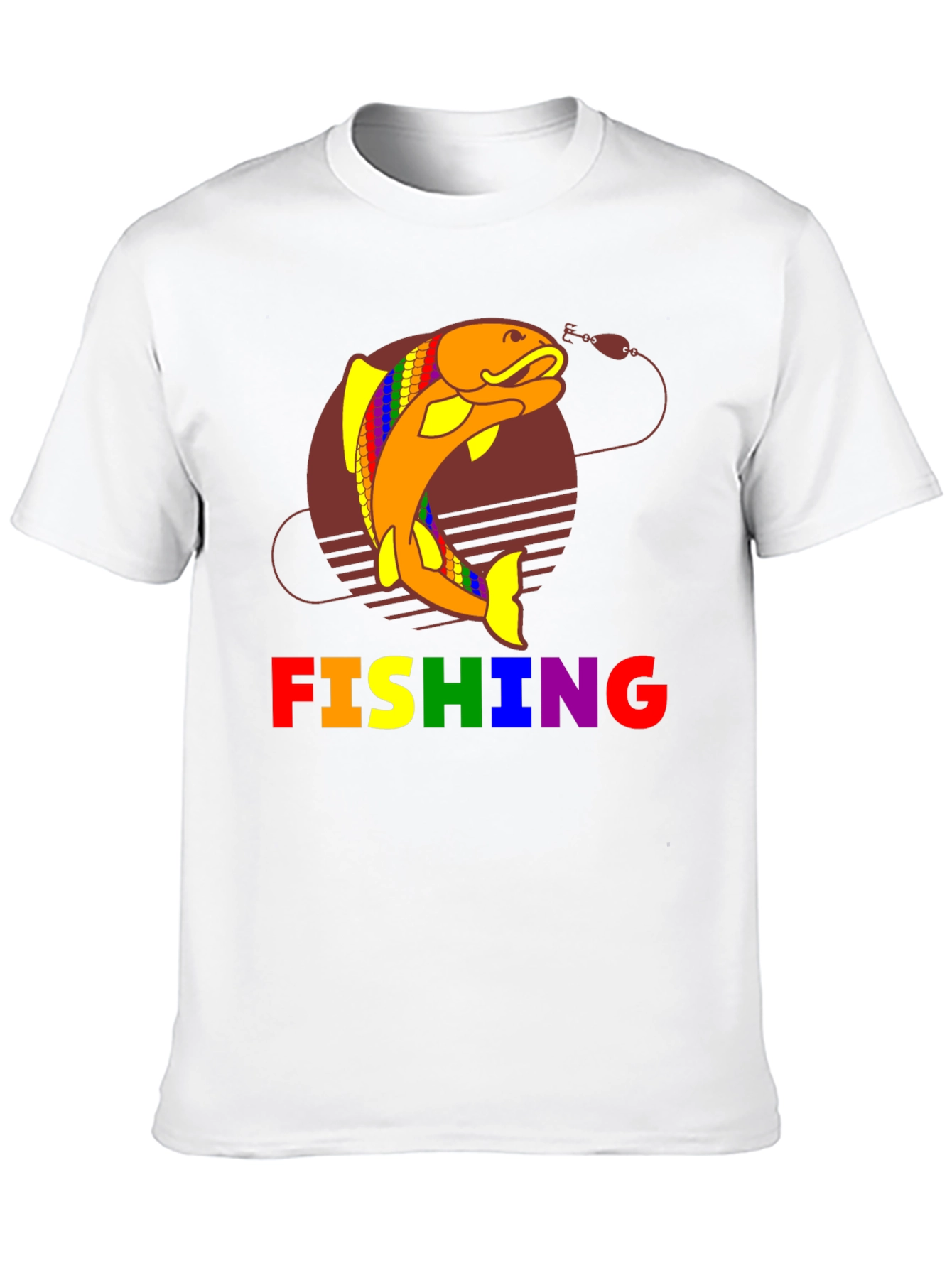 Rainbow Fishing Graphic T-Shirt