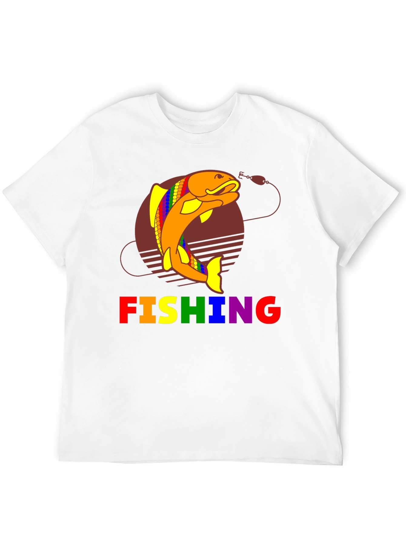 Rainbow Fishing Graphic T-Shirt