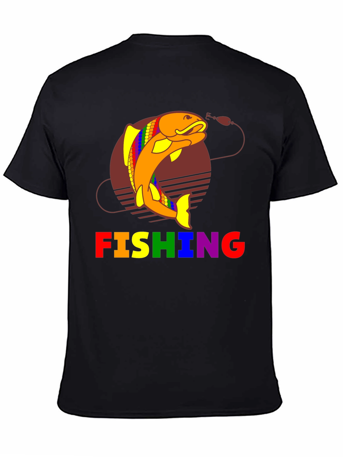 Rainbow Fishing Graphic T-Shirt