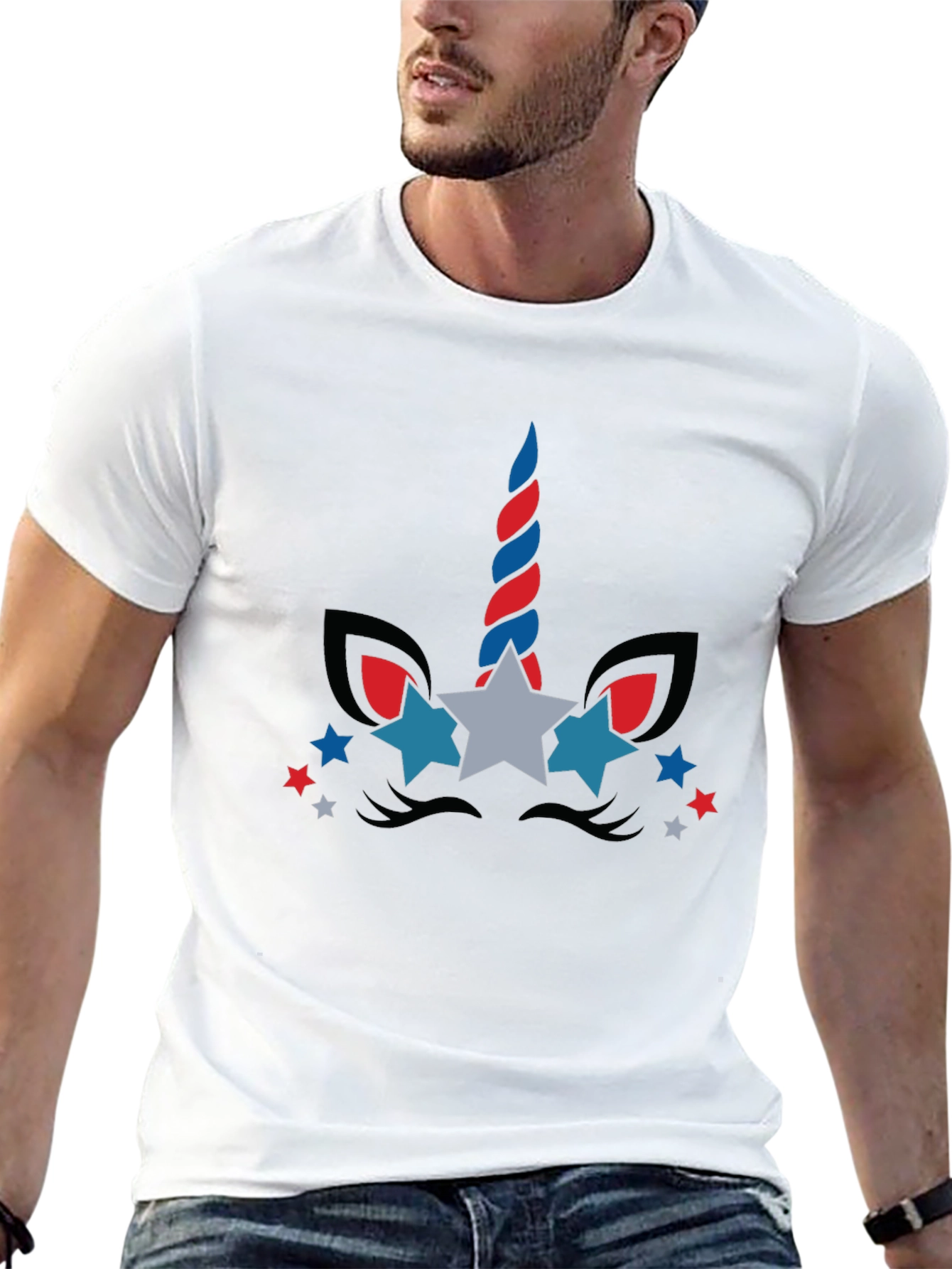 Patriotic Unicorn Graphic Tee - Black