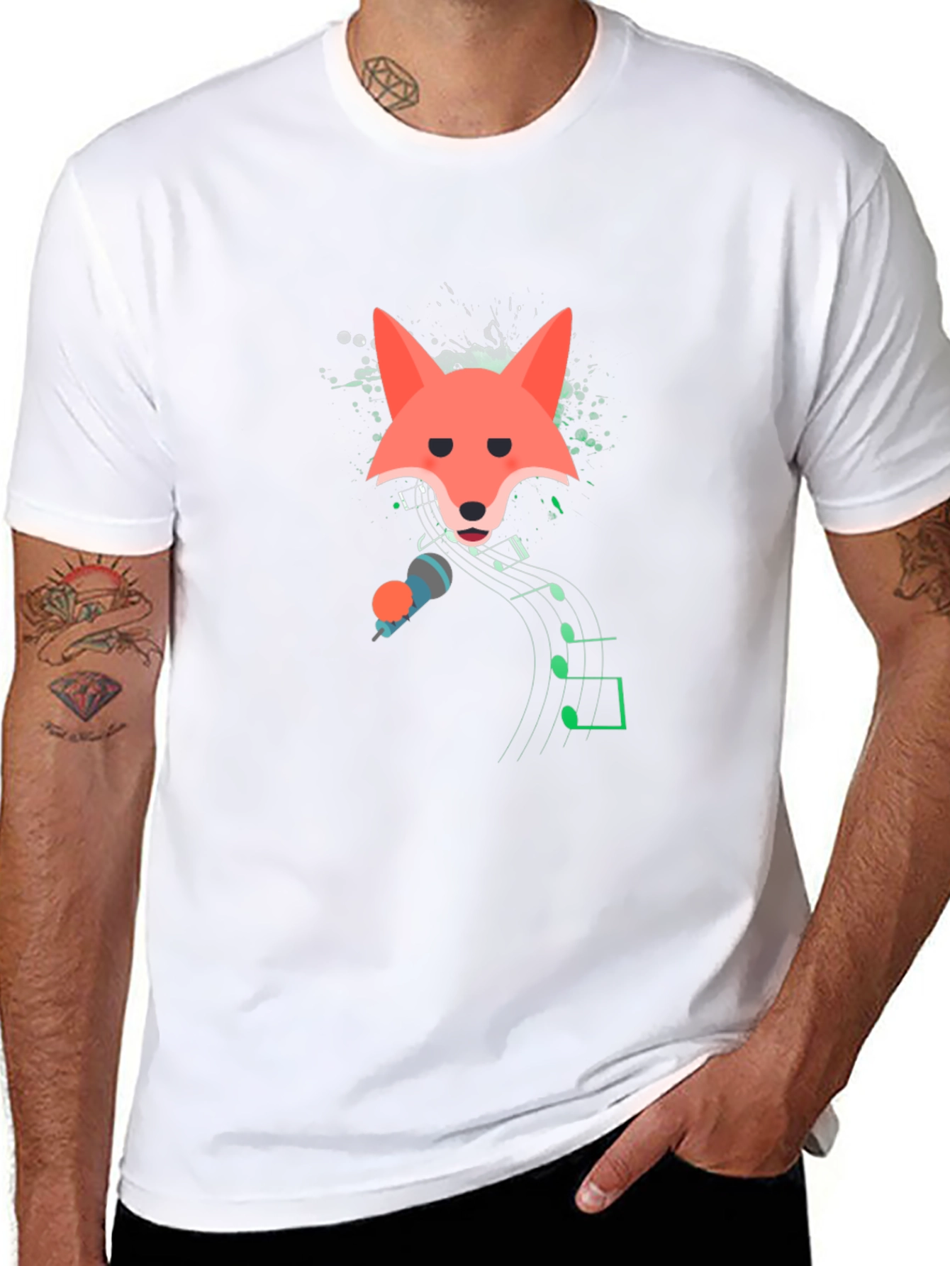 Singing Fox Graphic Tee - Mens Black T-Shirt