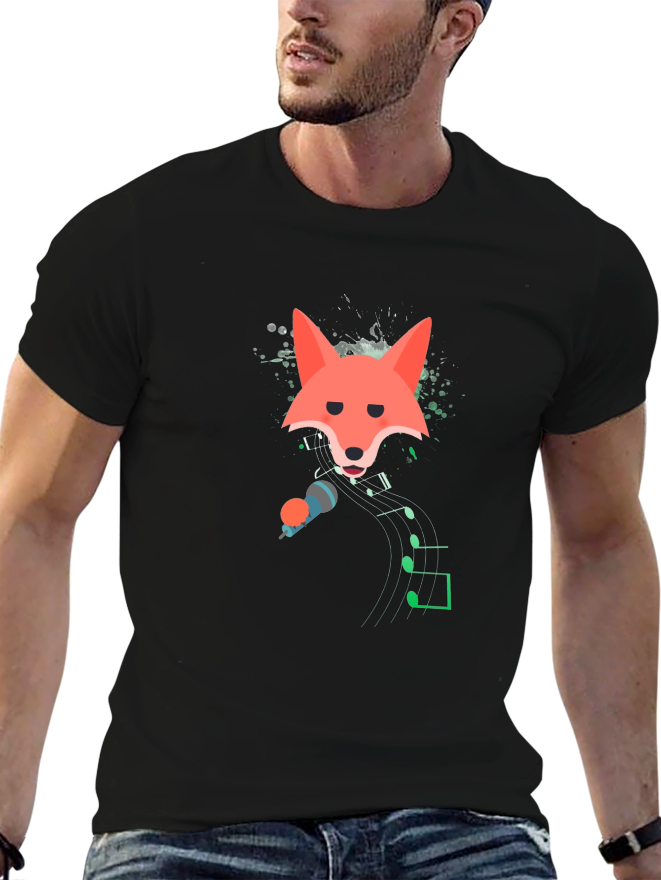Singing Fox Graphic Tee - Mens Black T-Shirt