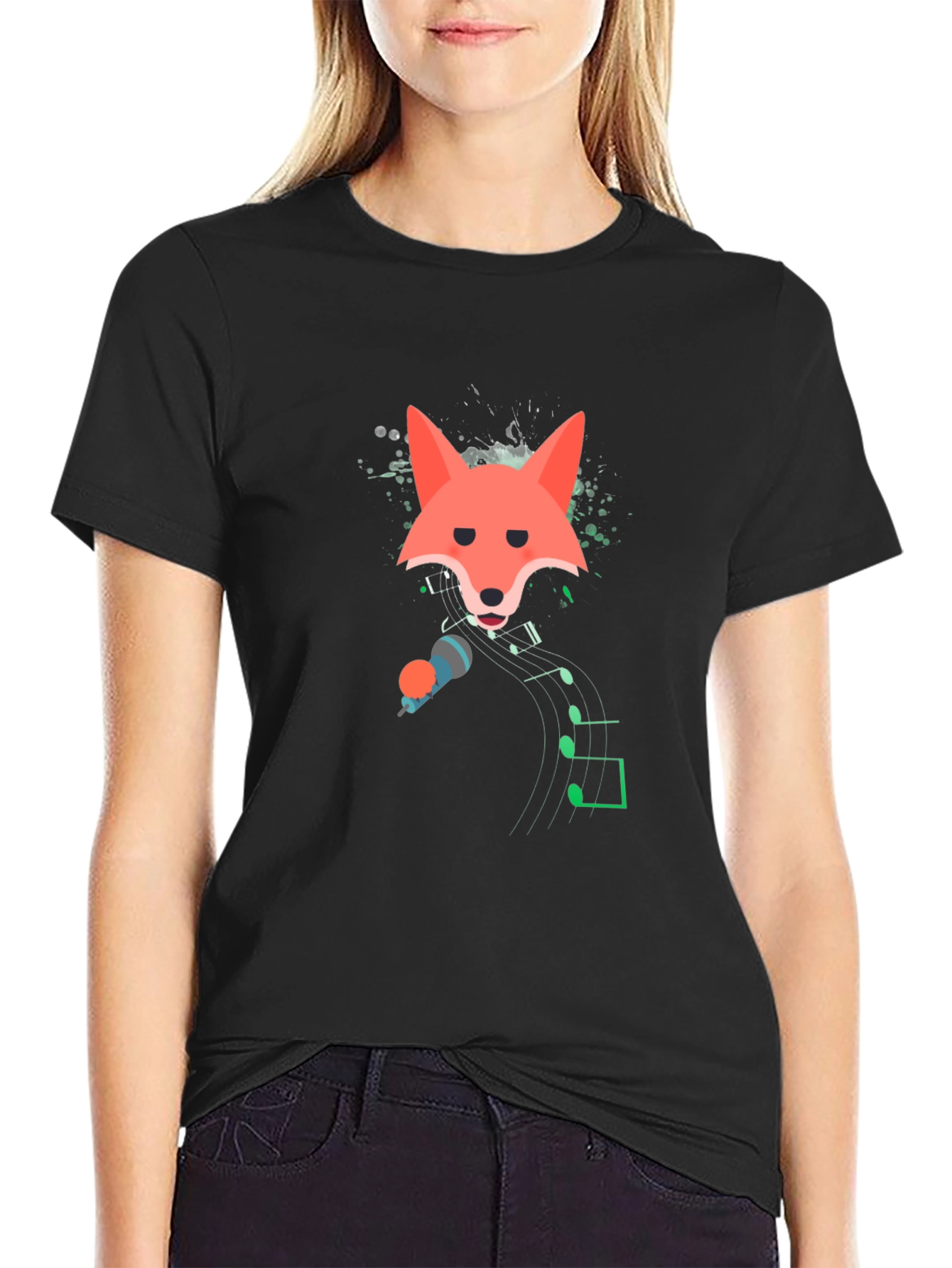 Singing Fox Graphic Tee - Mens Black T-Shirt