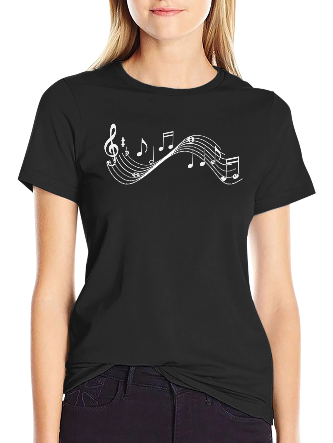 Musical Notes Black Tee - Express Your Passion