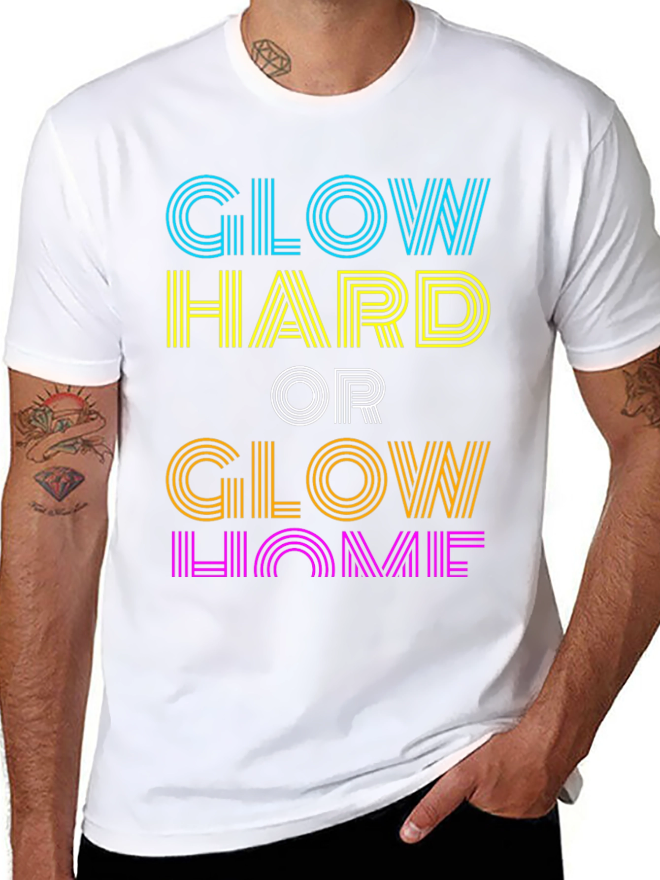 Glow Hard or Glow Home Graphic T-Shirt