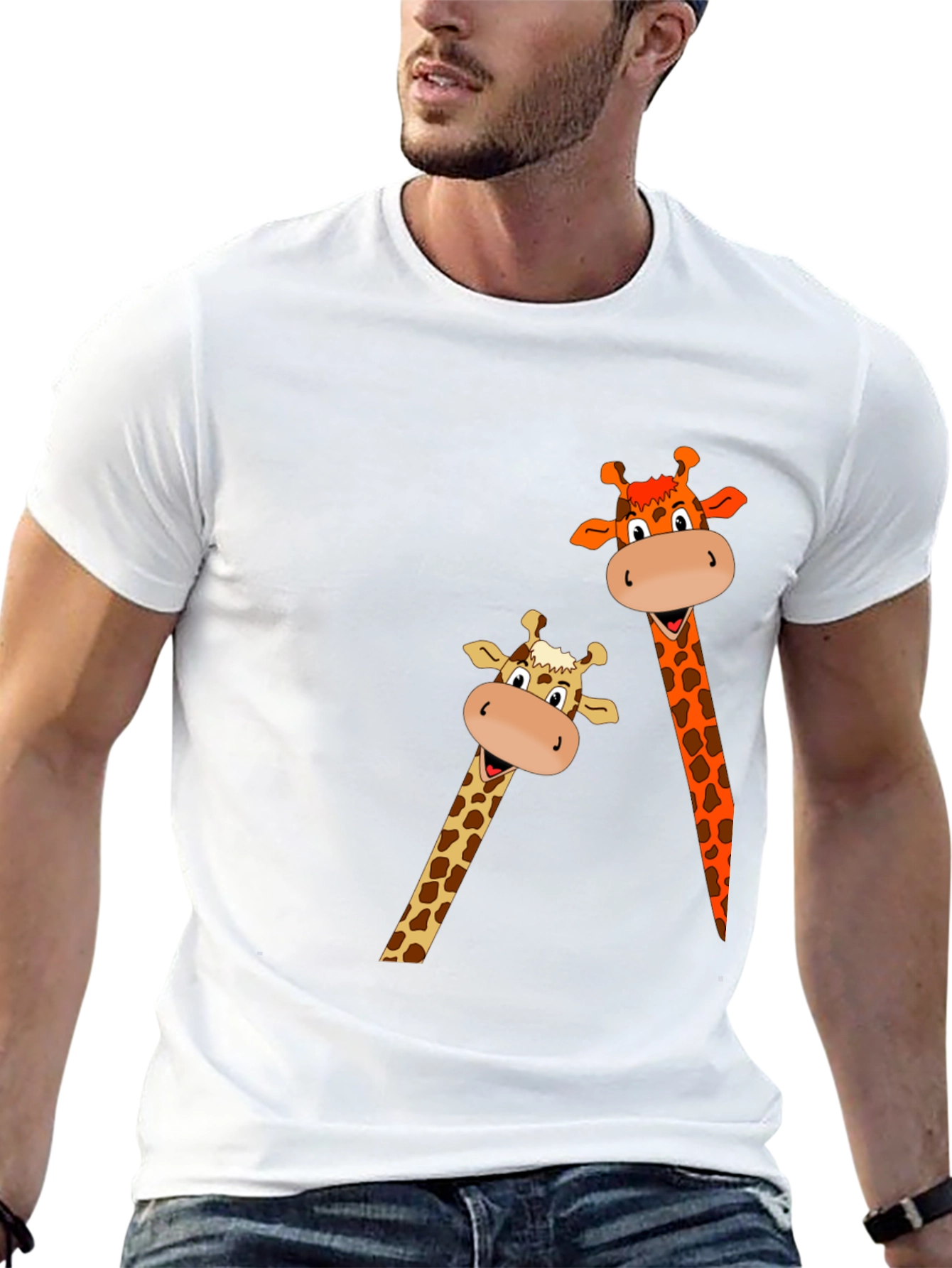 Giraffe Graphic Print Black T-Shirt