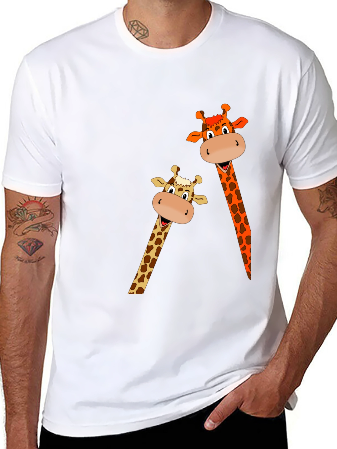 Giraffe Graphic Print Black T-Shirt