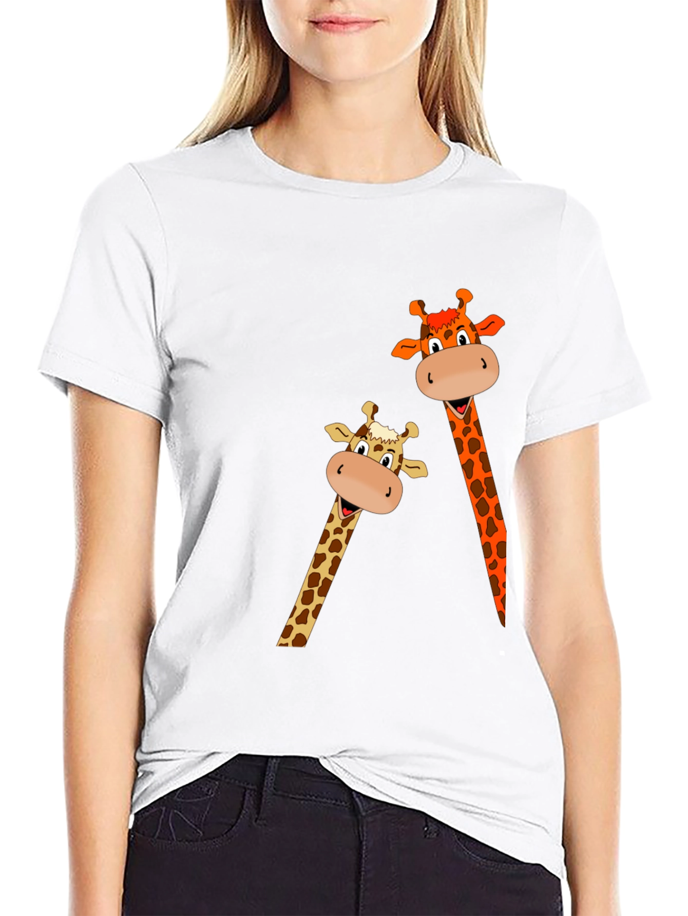 Giraffe Graphic Print Black T-Shirt