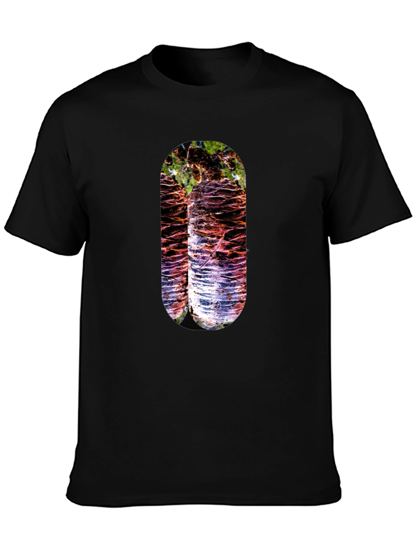 Abstract Nature Print Black T-Shirt